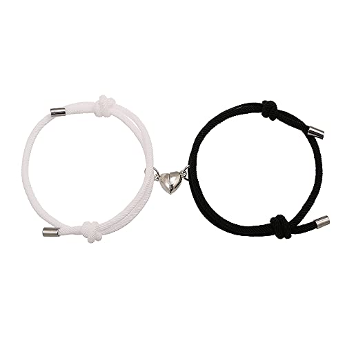 **Matching Couple Bracelets - Heart Magnetic Couples Bracelets for Boyfriend & Girlfriend, 2-Piece Set, Long Distance Love Bracelets for Women & Men - Perfect for Anniversaries, Valentine’s Day & Romantic Gifts**