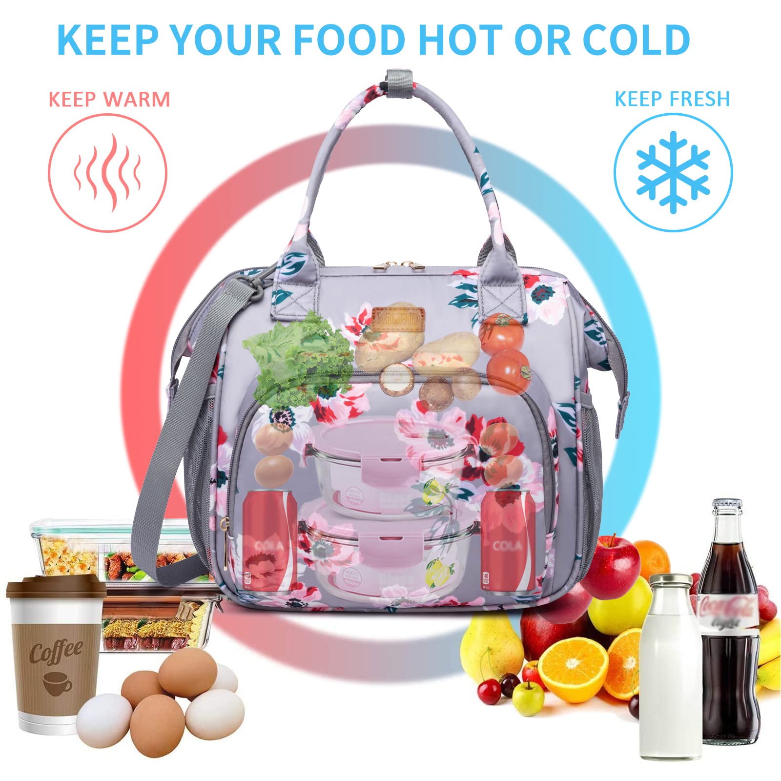 Insulated Lunch Box for Women & Men - Leakproof Reusable Cooler Bag with Adjustable Shoulder Strap, Large Tote & Backpack 2-in-1 Design for Office, School, Picnic, Beach & Outdoor Activities