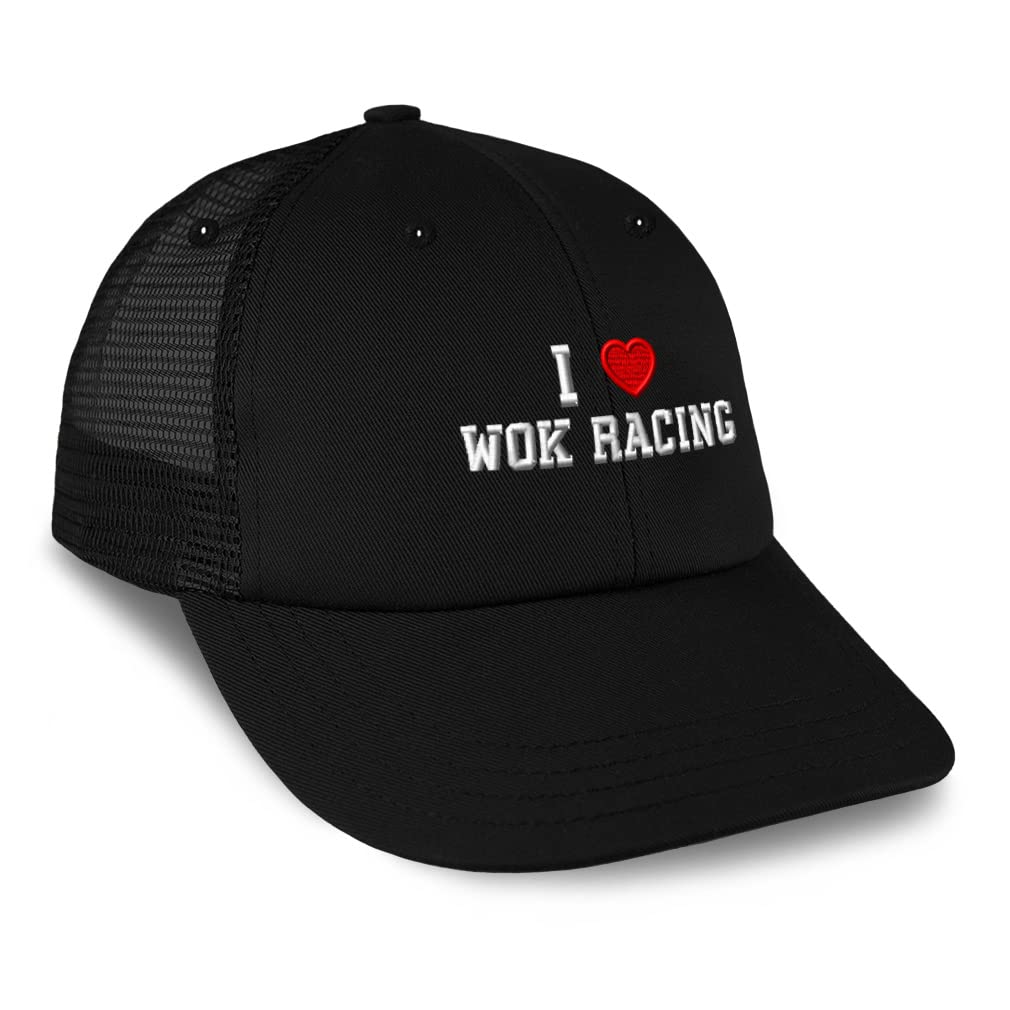 Custom Trucker Hat Baseball Cap - Love Wok Racing Red Heart Design for Sports Lovers | Perfect for Casual Wear, Outdoor Activities & Fan Events