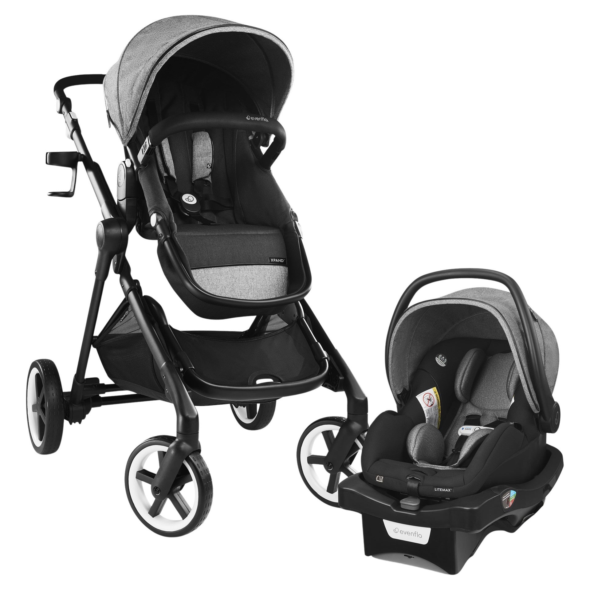 Pivot Xpand Smart Modular Travel System - Lightweight Stroller & Car Seat Combo for Baby | Moonstone Gray | Perfect for Air Travel, Shopping & Daily Outings