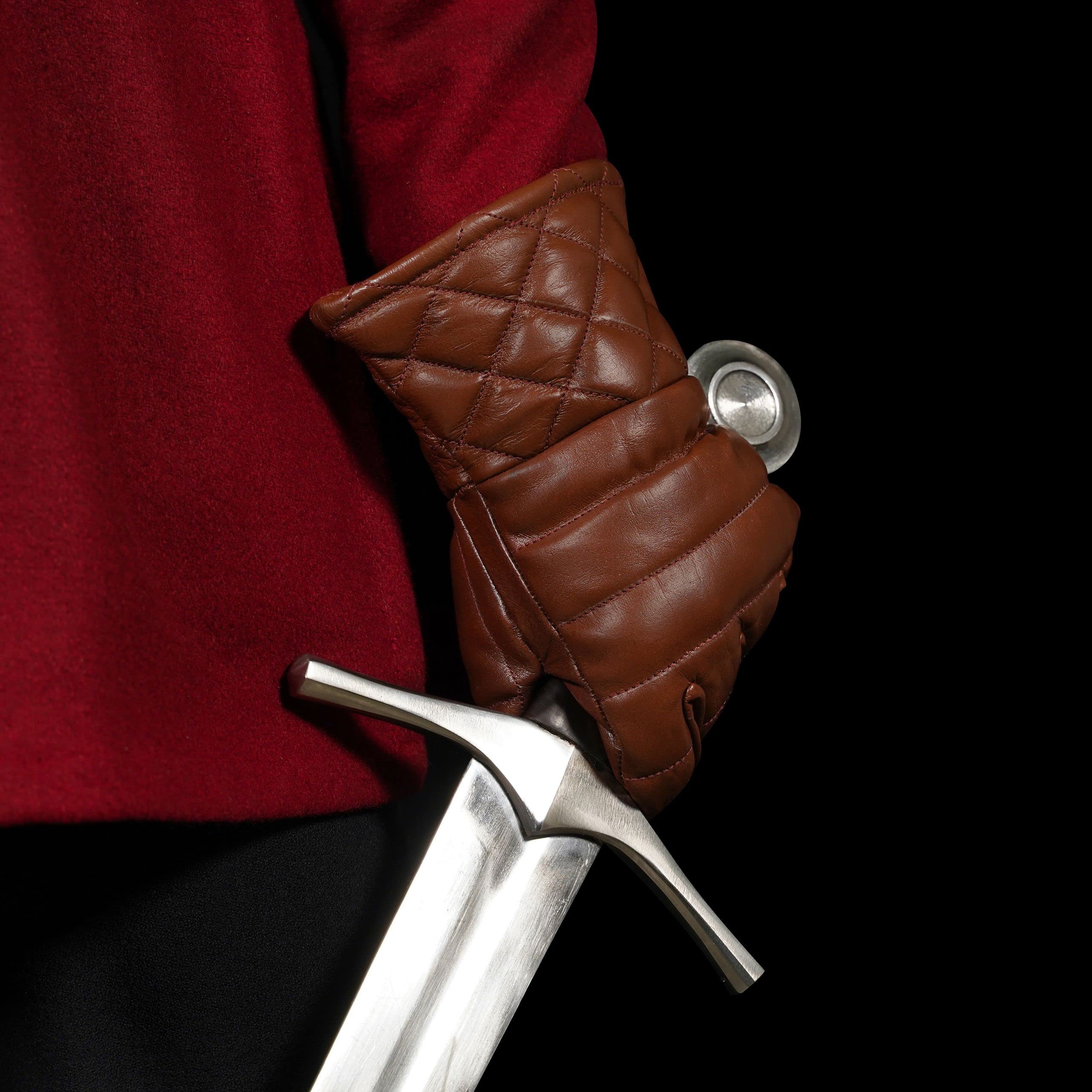 Mythrojan Swordsman Fencing Gloves - Lightly Padded Leather HEMA Gloves for Medieval & Renaissance Combat | Perfect for Historical Reenactment, LARP & Sword Fighting Practice