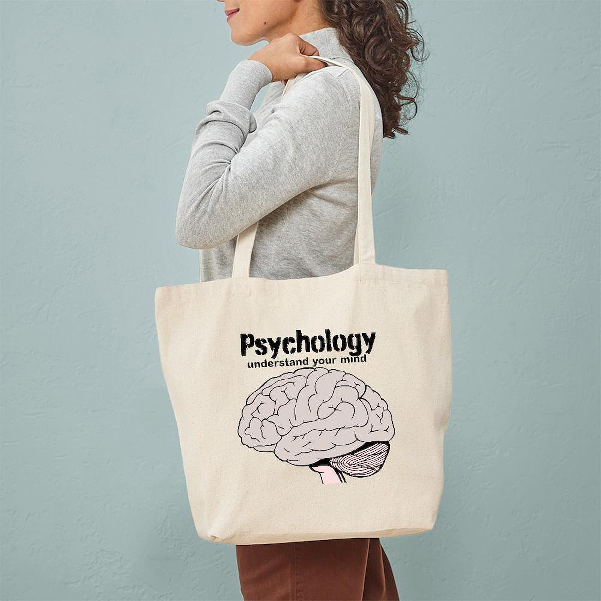 Psychology Understand Your Mind Tote Bag - Natural Canvas Reusable Shopping Bag for Students, Therapists & Mental Health Awareness - Perfect for School, Work & Daily Errands