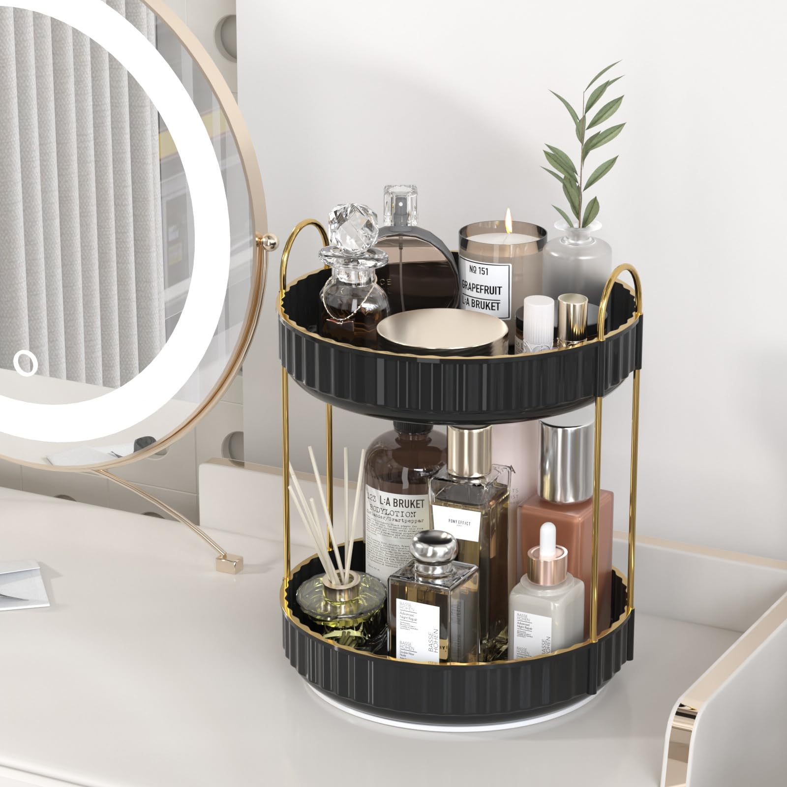 360° Rotating 2-Tier Makeup Organizer - 9