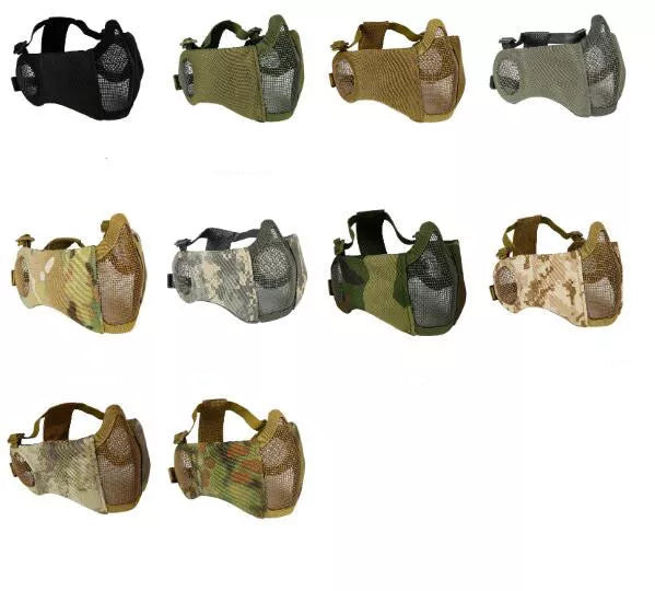 Tactical Protective Mask V1 - Steel Mesh Face Shield with Ear Protection for Airsoft, Paintball & Outdoor Sports Safety Gear