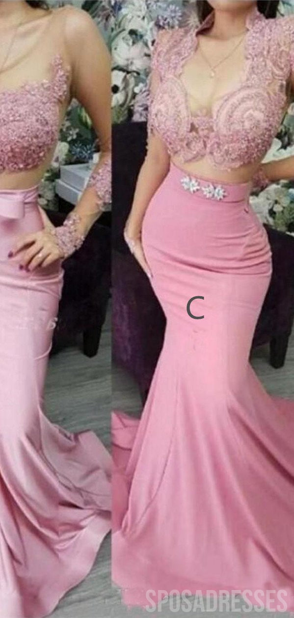 Elegant Mismatched Pink Mermaid Lace Applique Long Bridesmaid Dress - WG854 | Perfect for Beach Weddings, Formal Events & Special Occasions
