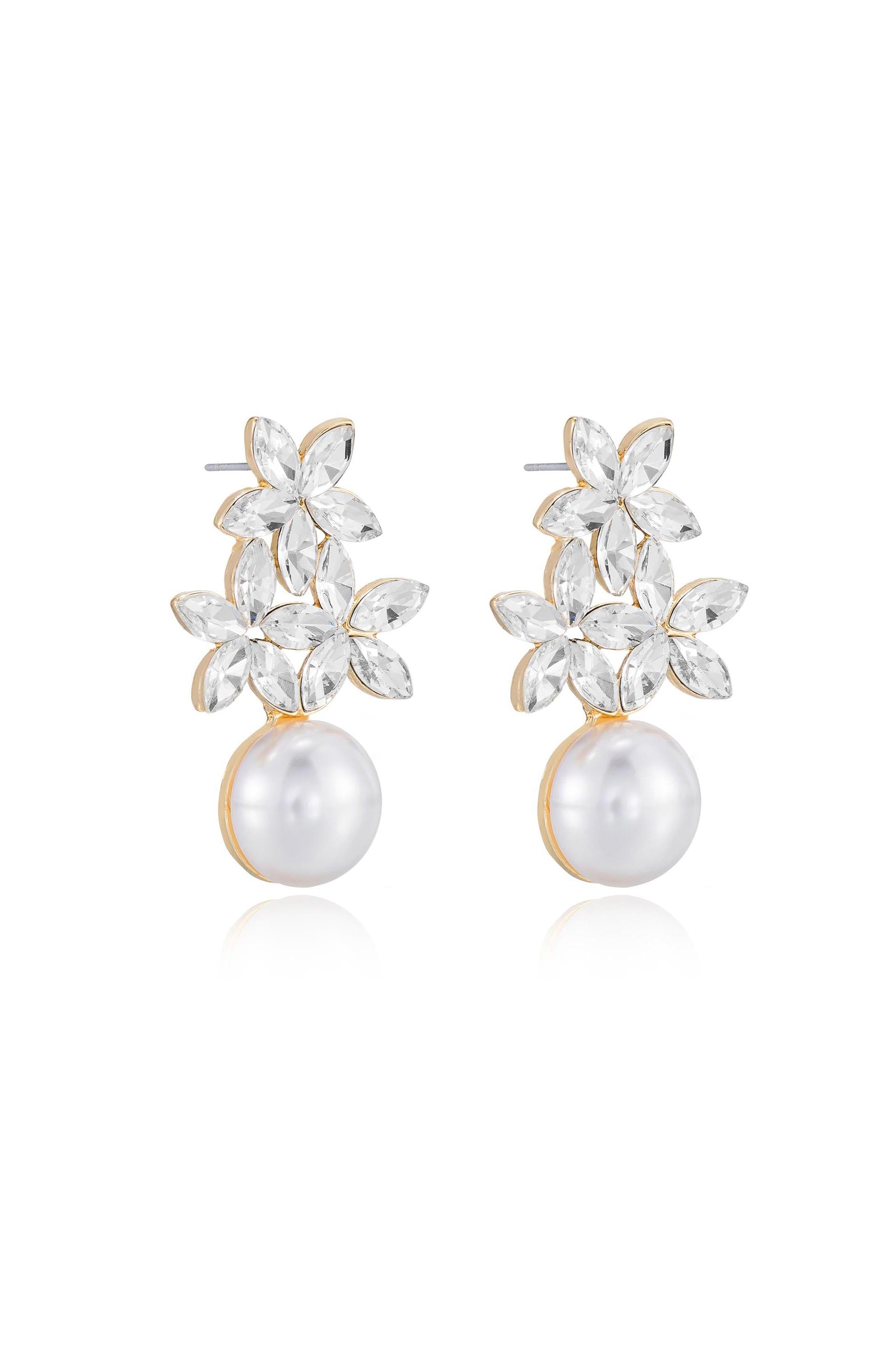 Best Crystal & Pearl Earrings for Women - Elegant Dangle Drop Earrings for Wedding, Party & Special Occasions
