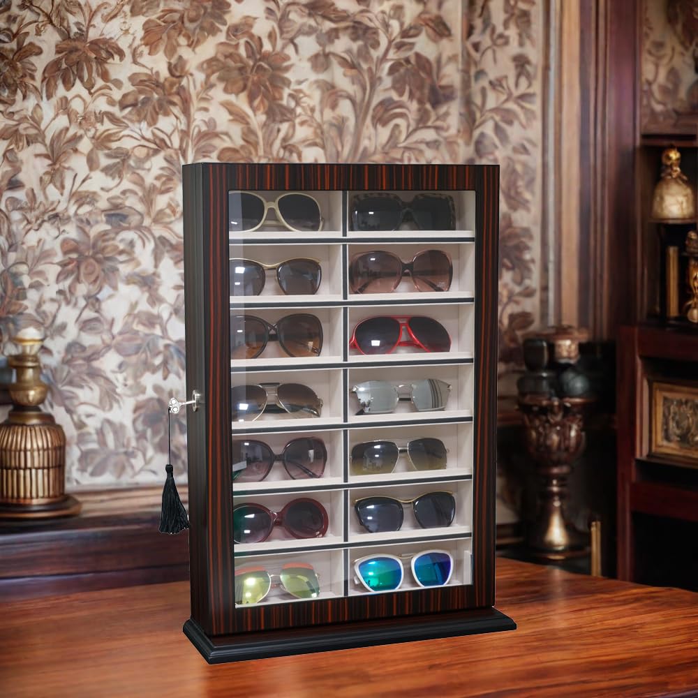Premium Eyeglass & Sunglass Display Case - Durable Storage Box Organizer for Glasses, Sunglasses & Reading Glasses - Perfect for Home, Office, Retail Store & Travel Use