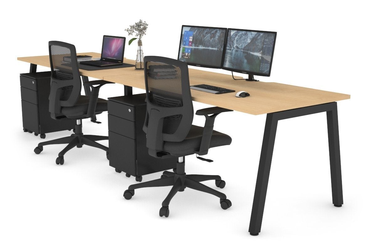 Dual Workstation Office Desk with Cable Management - 1600L x 800W Quadro 2-Person Run Office Workstation for Home & Business Use