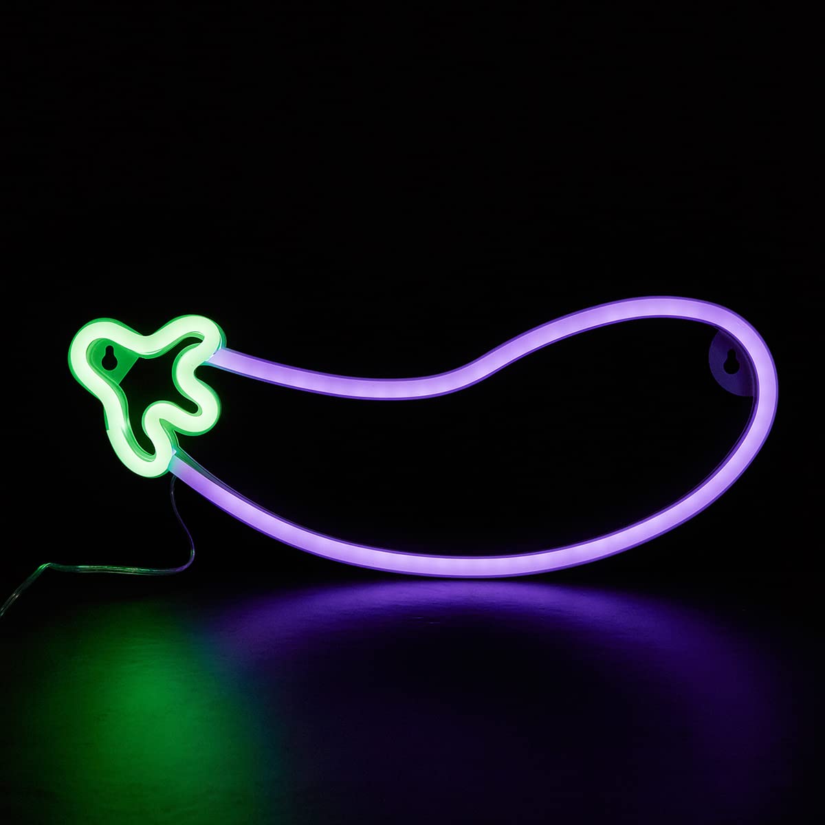 LED Neon Sign Eggplant - USB/Battery Powered 3D Wall Art Neon Light for Game Room, Bedroom, Living Room Decor - Perfect Night Light & Holiday Gift (Purple) - Great for Parties, Home Decor & Gamer Setups