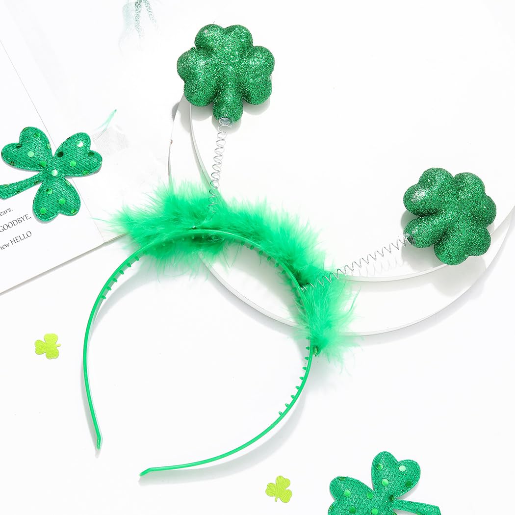 St. Patrick's Day Headbands - 2 Pack Green Shamrock Clover Hair Accessories for Women & Girls | Irish Party Costume, Rave & St. Patty's Day Celebration
