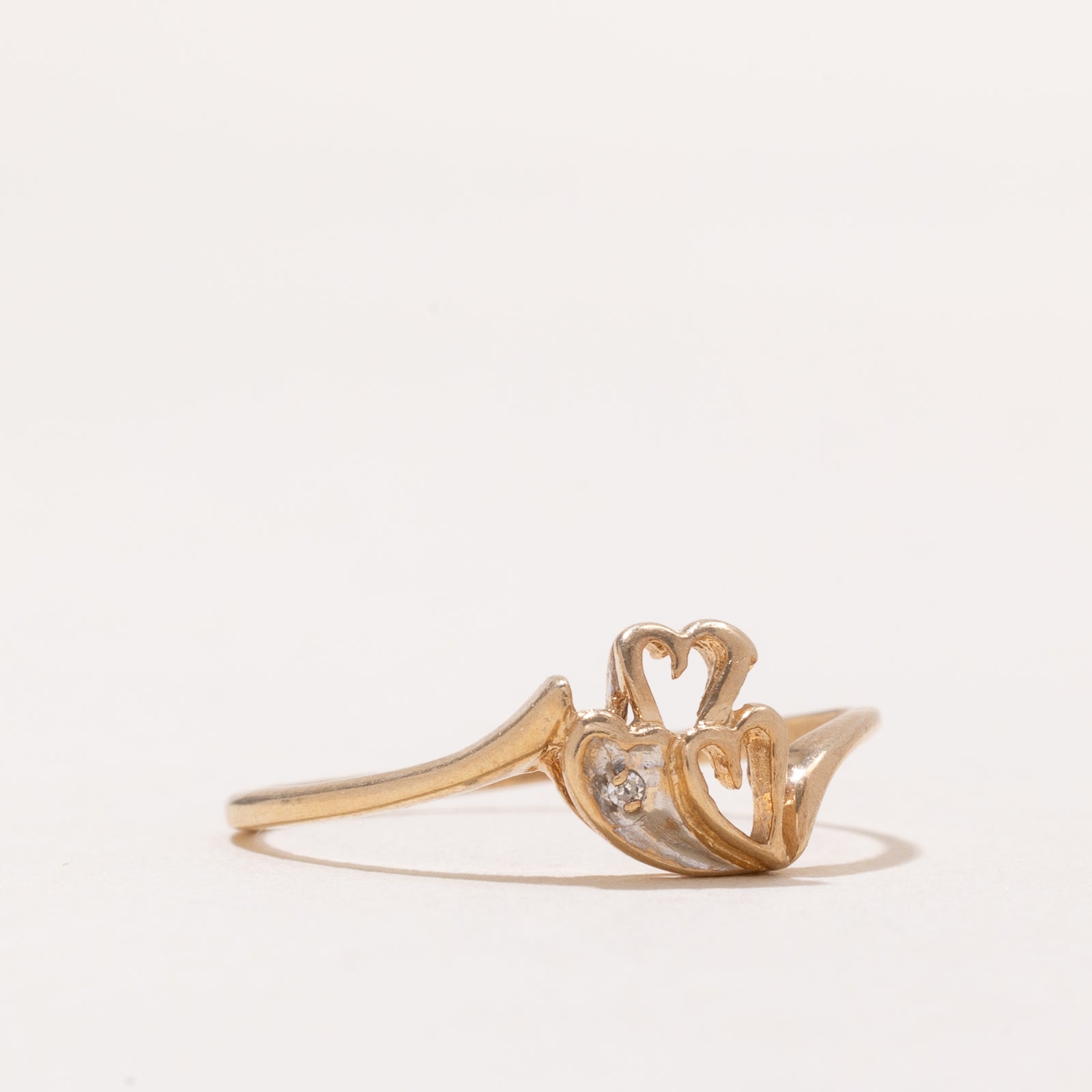 0.002ct Diamond Heart Bypass Ring - Size 8 | Elegant Stackable Jewelry for Valentine's Day & Anniversary Gifts