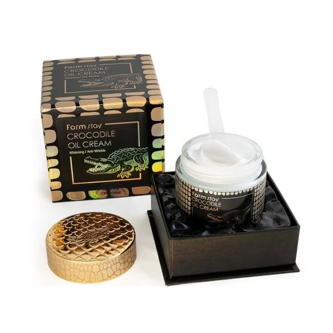 Farm Stay Crocodile Oil Cream 70g (2.5oz) - Korean Moisturizing Face Cream for Dry, Sensitive & All Skin Types | Hydrating & Anti-Aging Skincare for Day & Night Use