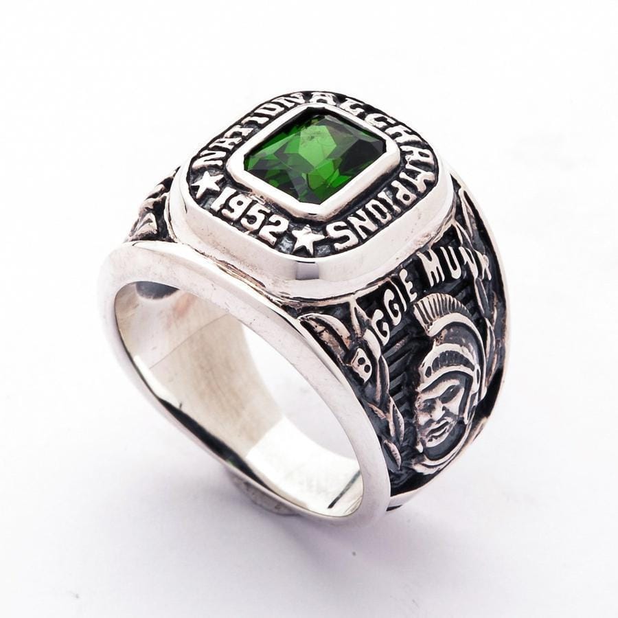Emerald Green Stone Sterling Silver Men's Sport Ring - Durable & Stylish Jewelry for Active Lifestyles - Perfect for Gym, Workouts, and Everyday Wear
