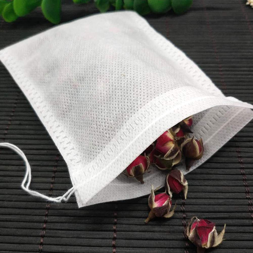 100Pcs Disposable Tea Filter Bags - 5cm Empty Cotton Drawstring Tea Bags for Loose Leaf Tea, Herbs & Spices | Perfect for Home Brewing, Iced Tea & DIY Tea Blends