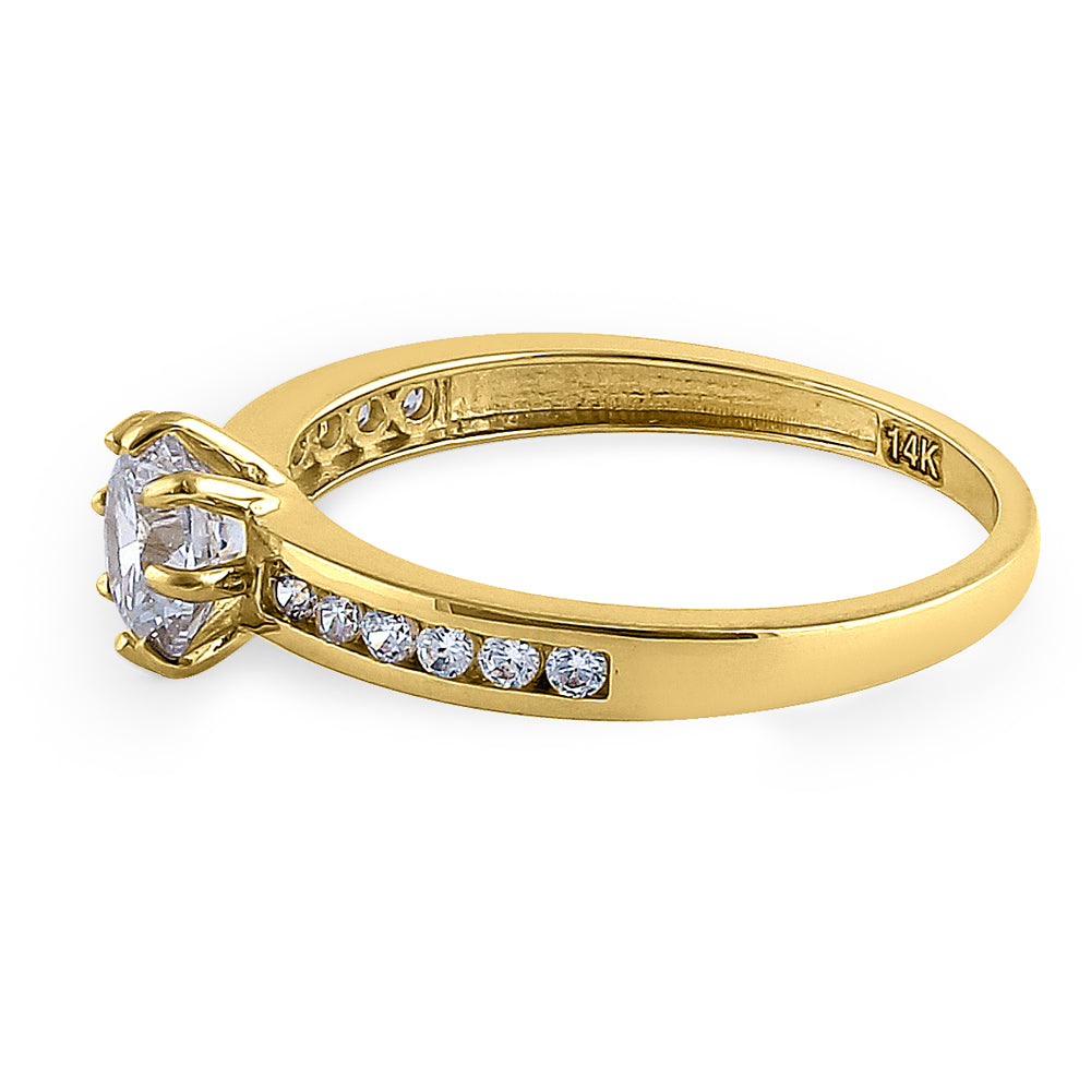 14K Solid Yellow Gold Round Cut Cubic Zirconia Engagement Ring for Women - Perfect for Proposals, Anniversaries & Special Occasions