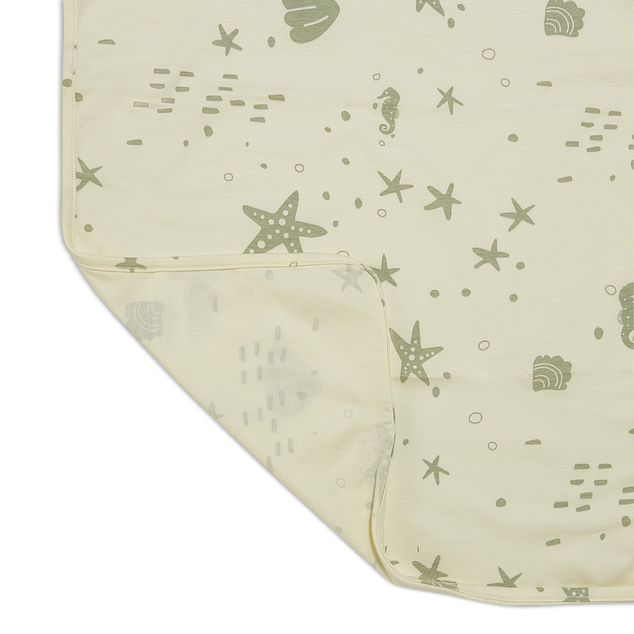 Organic Print Receiving Blanket - Sugar Cookie Seashells Design | Soft Baby Swaddle Blanket for Newborns | Perfect for Nursery, Gift Giving & Travel