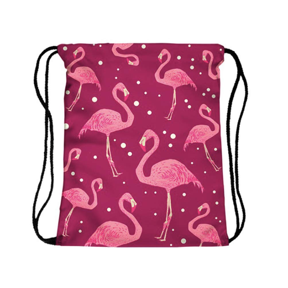 TENDYCOCO 3D Flamingo Drawstring Bag - Lightweight String Pouch Backpack for Gym, Workout, Travel & Daily Use - Water-Resistant Storage Rucksack for Men & Women - Perfect for Sports, Beach, School & Outdoor Activities