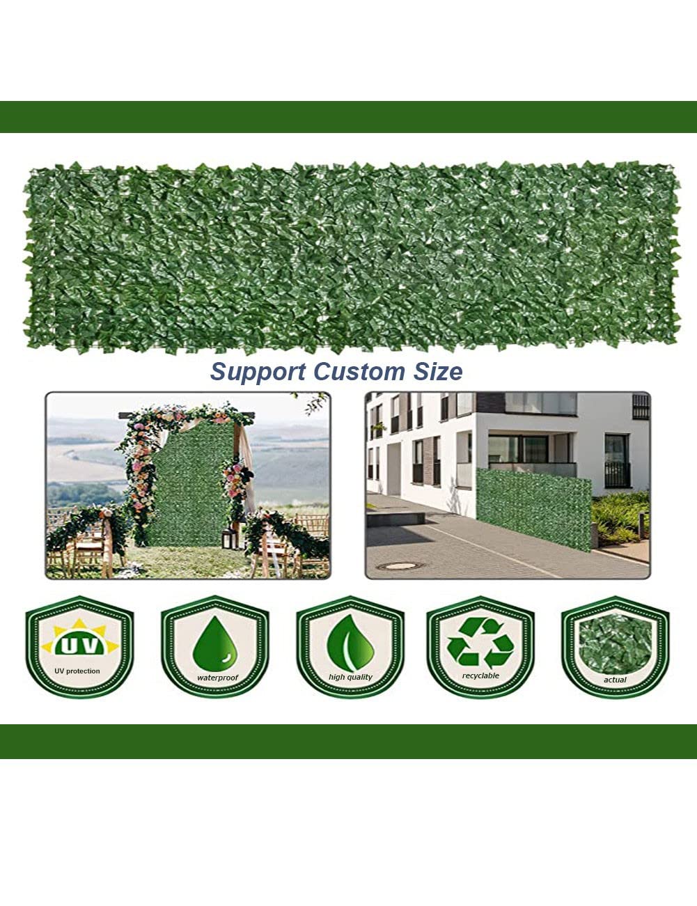 Artificial Ivy Privacy Fence Screen - Realistic Fake Hedges Panels & Greenery Wall with Waterproof UV-Resistant Leaves (4.92x36.09ft) for Outdoor Garden, Balcony, and Patio Decor