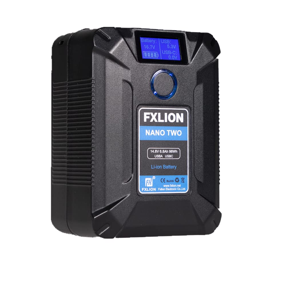 SONGING FXLION Nano Two 98WH Compact V-Mount/V-Lock Battery with Type-C, D-Tap, USB A & Micro USB - Power Solution for Cameras, Camcorders, LED Lights, Monitors, MacBook & Smartphones - Perfect for Film Production, Photography & Outdoor Shooting