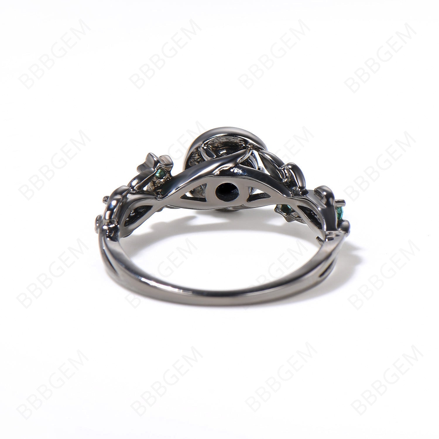 Celestial Moon Blue Goldstone Ring - Unique Black Gold Starry Sky Sandstone Ring, Nature Inspired Leaf Emerald Wedding Band, Witchy Jewelry Gift for Women (Perfect for Boho, Gothic & Spiritual Occasions)