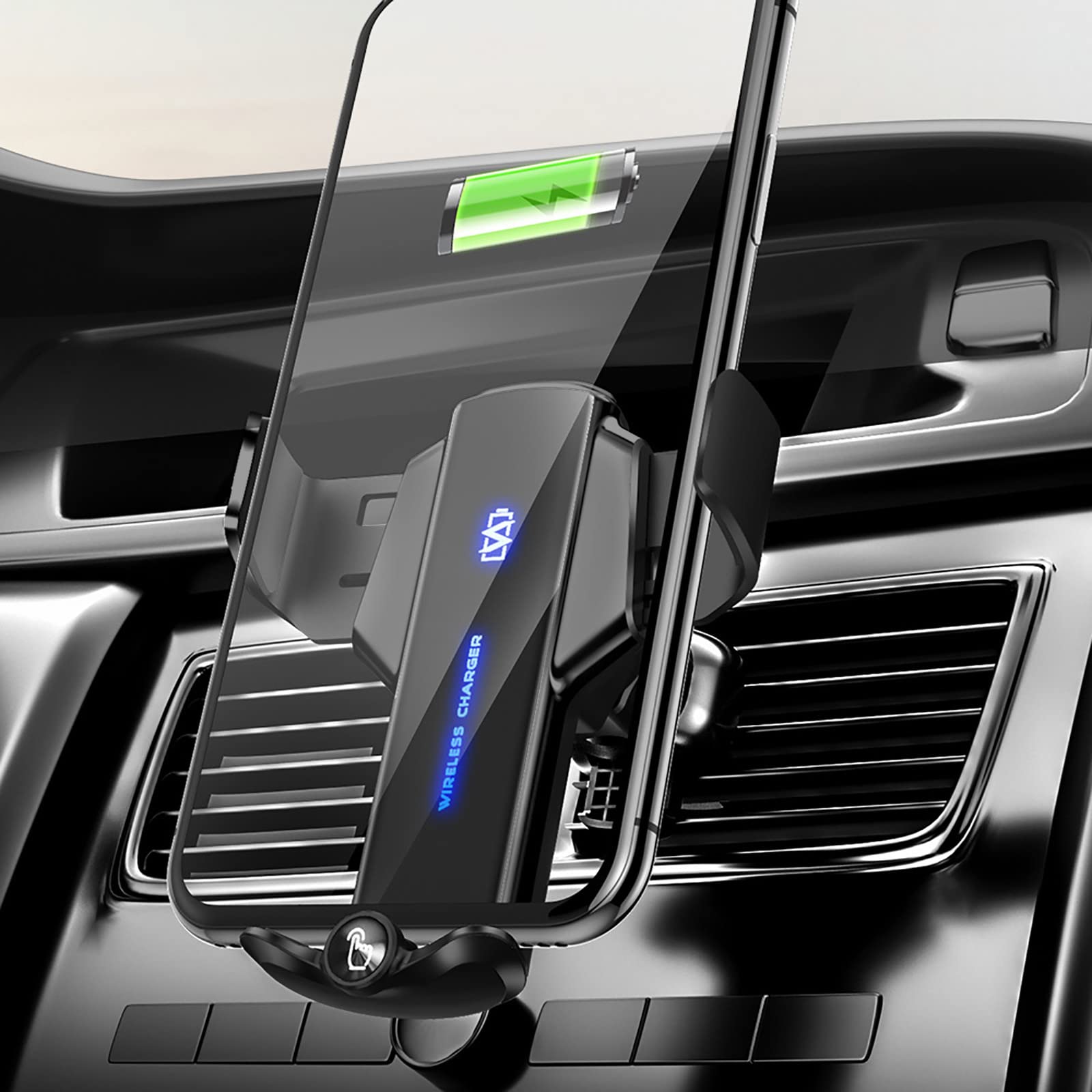 15W QI Fast Wireless Car Charger - Auto-Clamping Air Vent Phone Mount for iPhone 15/14/13, Samsung Galaxy S23/S22 - Smart Hands-Free Charging Holder (Black) | Perfect for Commuting, Road Trips & GPS Navigation