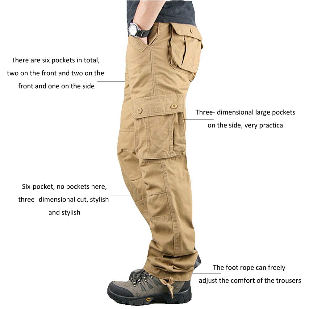 Lilychan Men's Lightweight Cargo Pants - Hiking, Army Combat & Work Pants with 6 Pockets - Breathable & Durable for Outdoor Adventures, Tactical Missions & Casual Wear