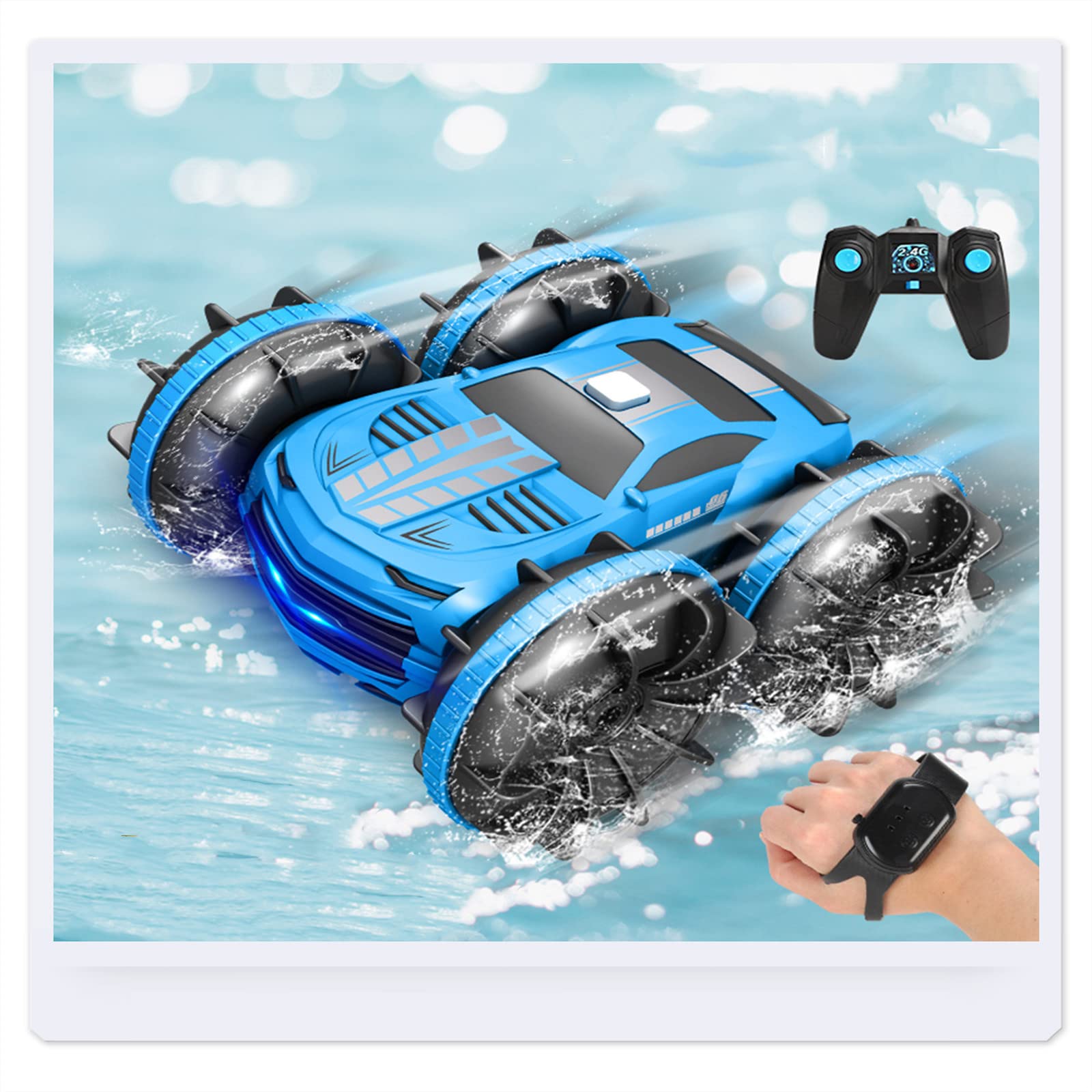 TOUMENY 4x4 Amphibious RC Car - Waterproof Off-Road Transforming Vehicle with Rechargeable Battery | Electric Remote Control Stunt Toy for Snow, Track & All Terrains | Best Gift for Boys & Girls Ages 3-8 | Indoor & Outdoor Play, Birthday Presents, Backyard Adventures