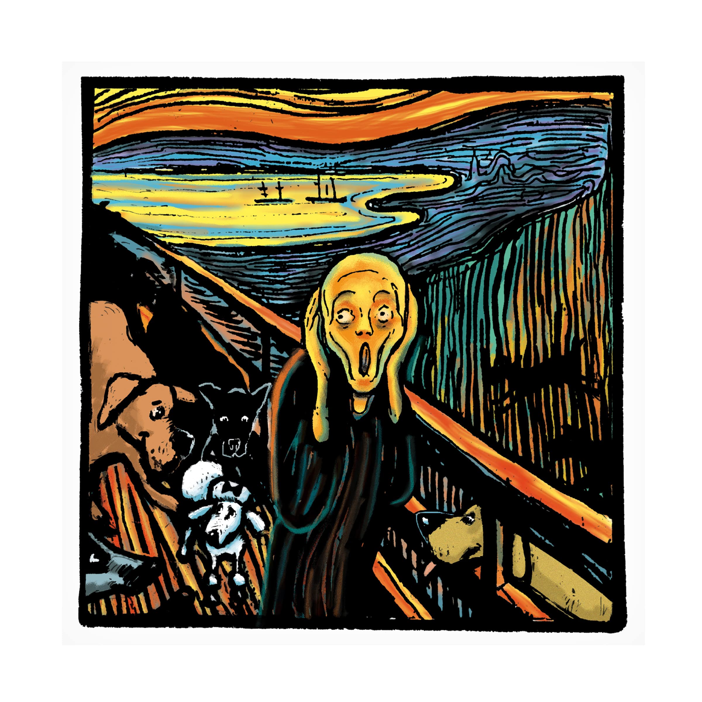 Trademark Fine Art 'Munch Dog' Canvas Wall Art by Chameleon Design - Modern Home Decor for Living Room, Bedroom & Office