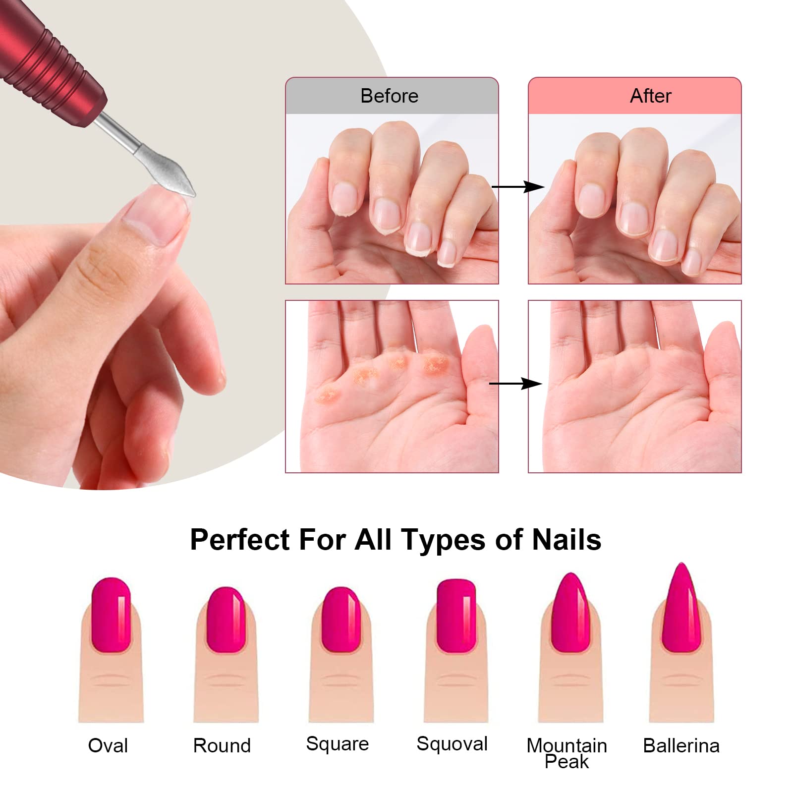 PELCAS Cordless Electric Nail Drill Kit with LCD Display - 5 Adjustable Speeds up to 20000RPM Professional Nail File Machine for Acrylic & Gel Nails - Perfect for Salon, Home Manicure & Pedicure Care