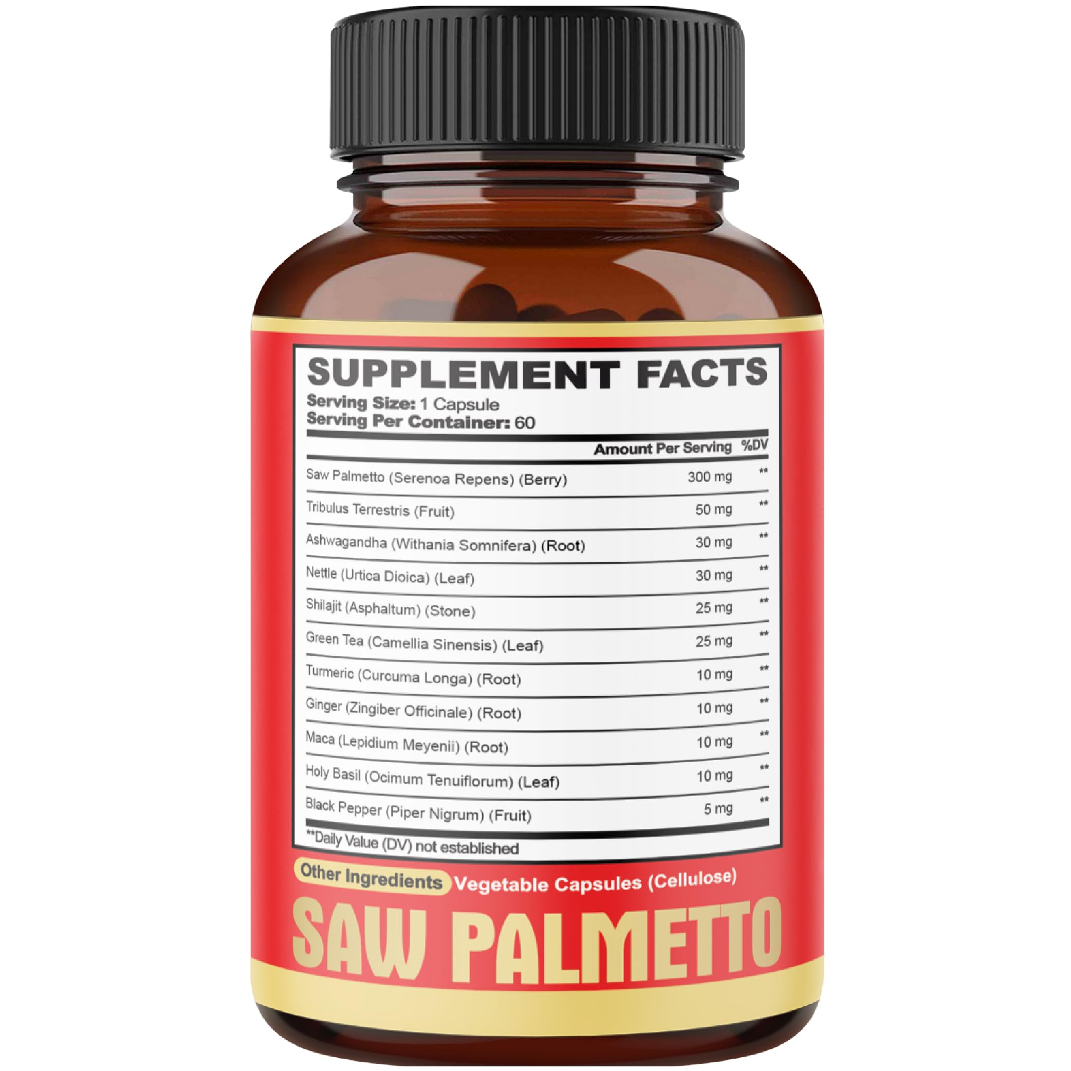 2 Packs (60 Counts, 4 Months Supply) 5300mg Saw Palmetto Capsules with Ashwagandha, Turmeric, Tribulus & Maca - 11-in-1 Prostate Support Supplement for Men - Promotes Skin Health & Immune System - Perfect for Daily Wellness Routine & Active Lifestyle