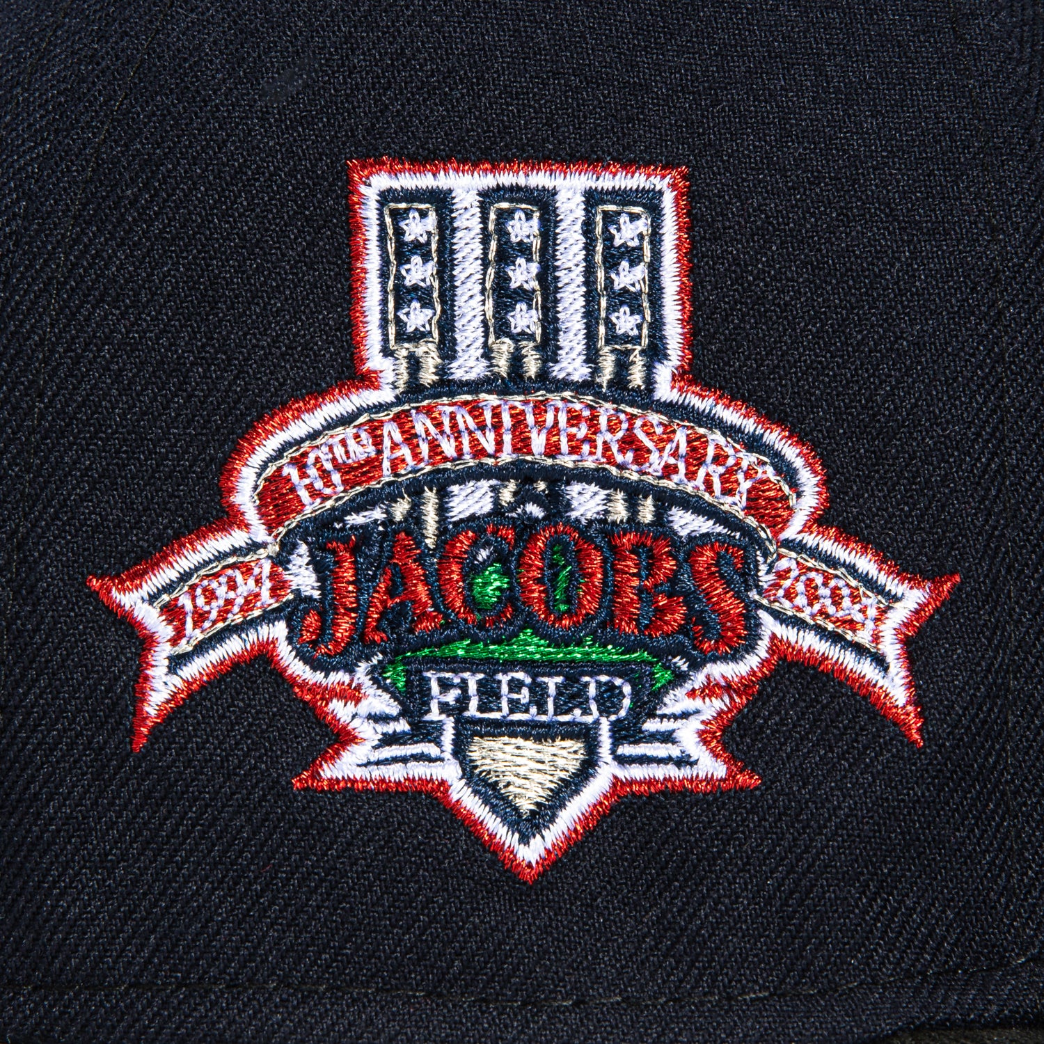 New Era 59Fifty Cleveland Guardians 10th Anniversary Stadium Patch Snapback Hat - Navy & Black | MLB Baseball Cap for Fans & Collectors | Perfect for Games, Gifts & Streetwear Fashion
