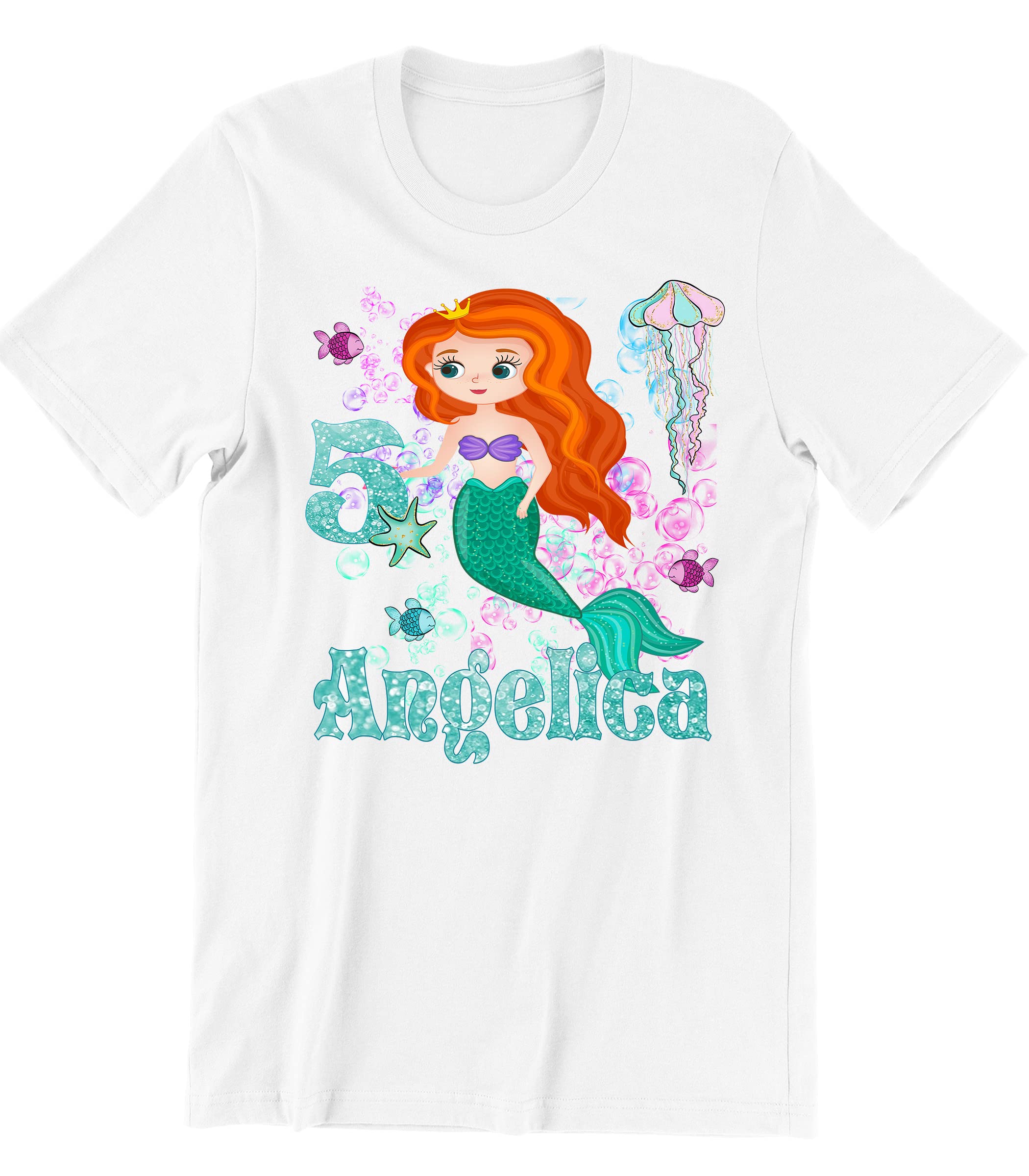 Mermaid Birthday Shirt for Girls - Custom Little Mermaid Party T-Shirt - Cute Mermaid Theme Outfit for Birthday Celebrations & Beach Parties