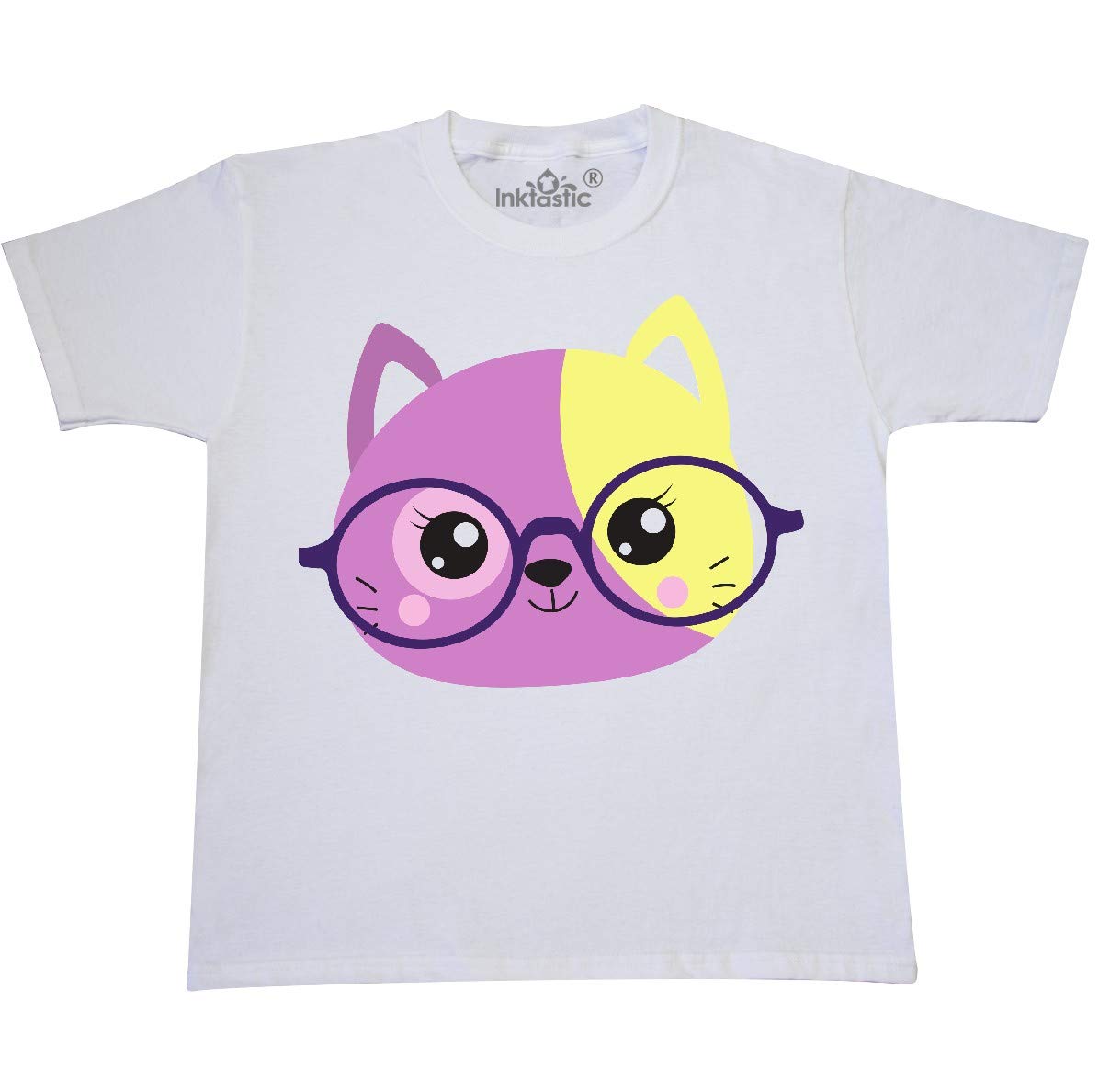 Hipster Cat with Glasses Graphic T-Shirt for Kids & Teens | Cute Kitten Design Youth Tee | Perfect for School, Birthdays & Cat Lovers