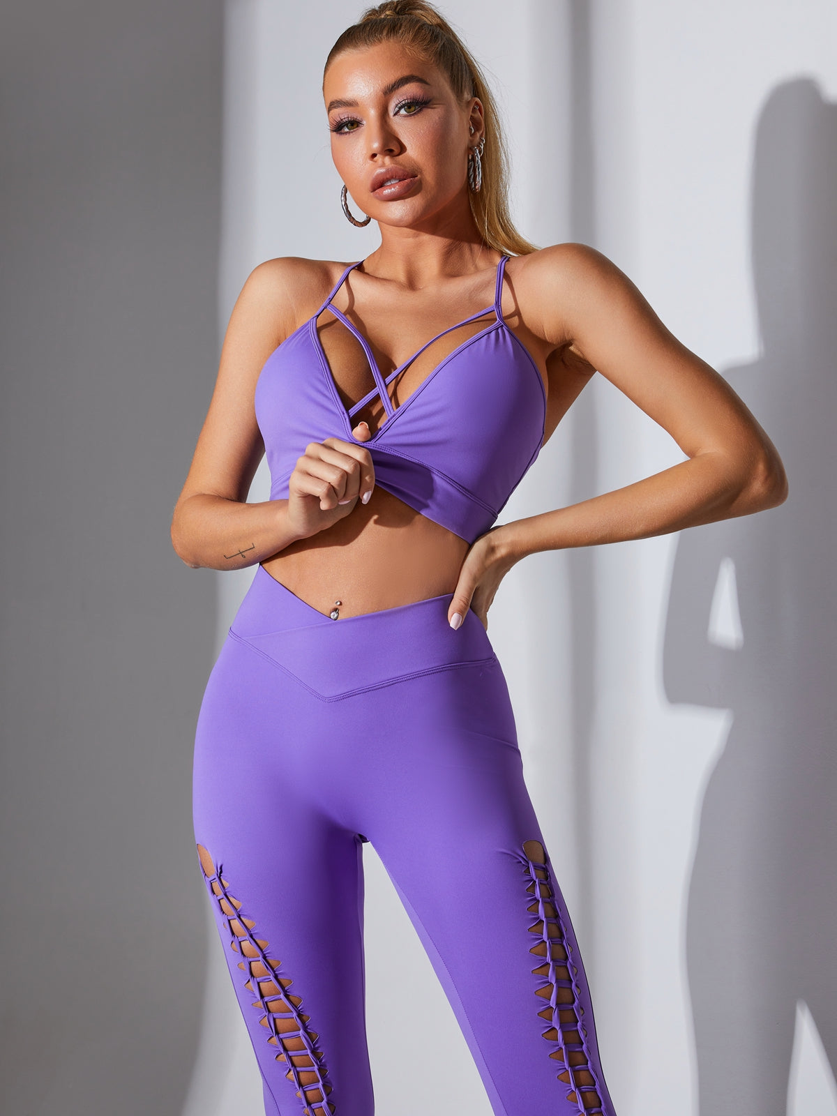 ZASUWA Women's High Waist Cutout Lace Up Yoga Leggings - Sexy Workout Pants for Gym, Running & Dance