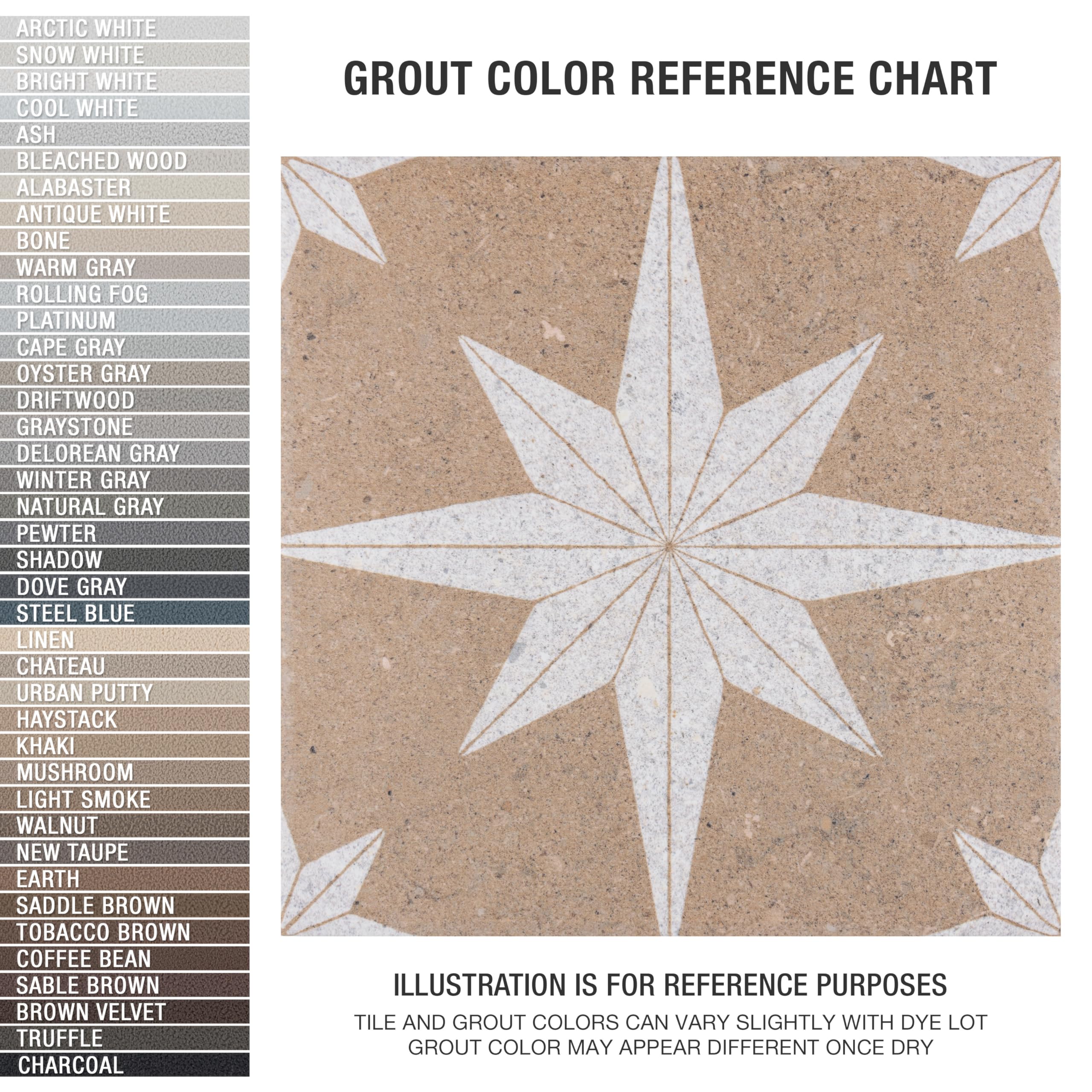 Merola Tile Compass Star Sand Stone 8x8 Inch Porcelain Floor & Wall Tile - Perfect for Kitchen Backsplash, Bathroom & Living Room Decor