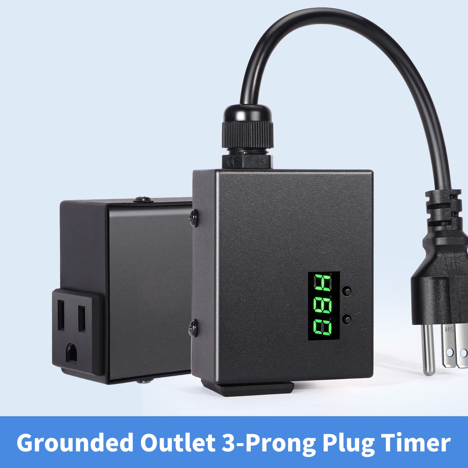 Programmable Digital Light Timer for Indoor Plants & Grow Lights - 24 Hour 3-Prong Grounded Outlet Timer (110-270VAC) - Perfect for Hydroponics, Greenhouses & Home Gardening