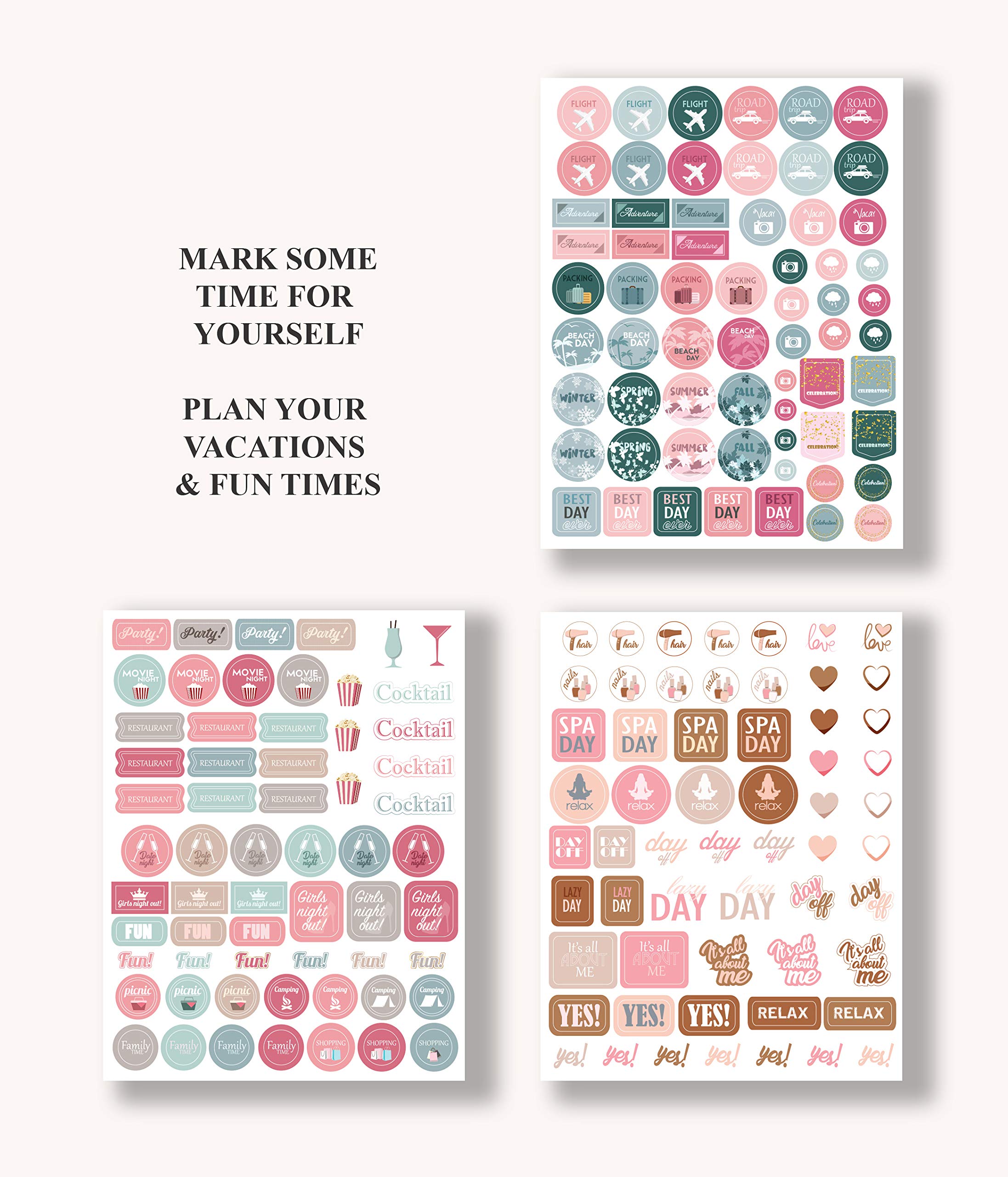 Lamare Planner Stickers Set of 1000+ – Inspirational Motivational Scrapbook & Journal Stickers for Adults – Perfect for Bullet Journals, Planners, Calendars & DIY Craft Projects