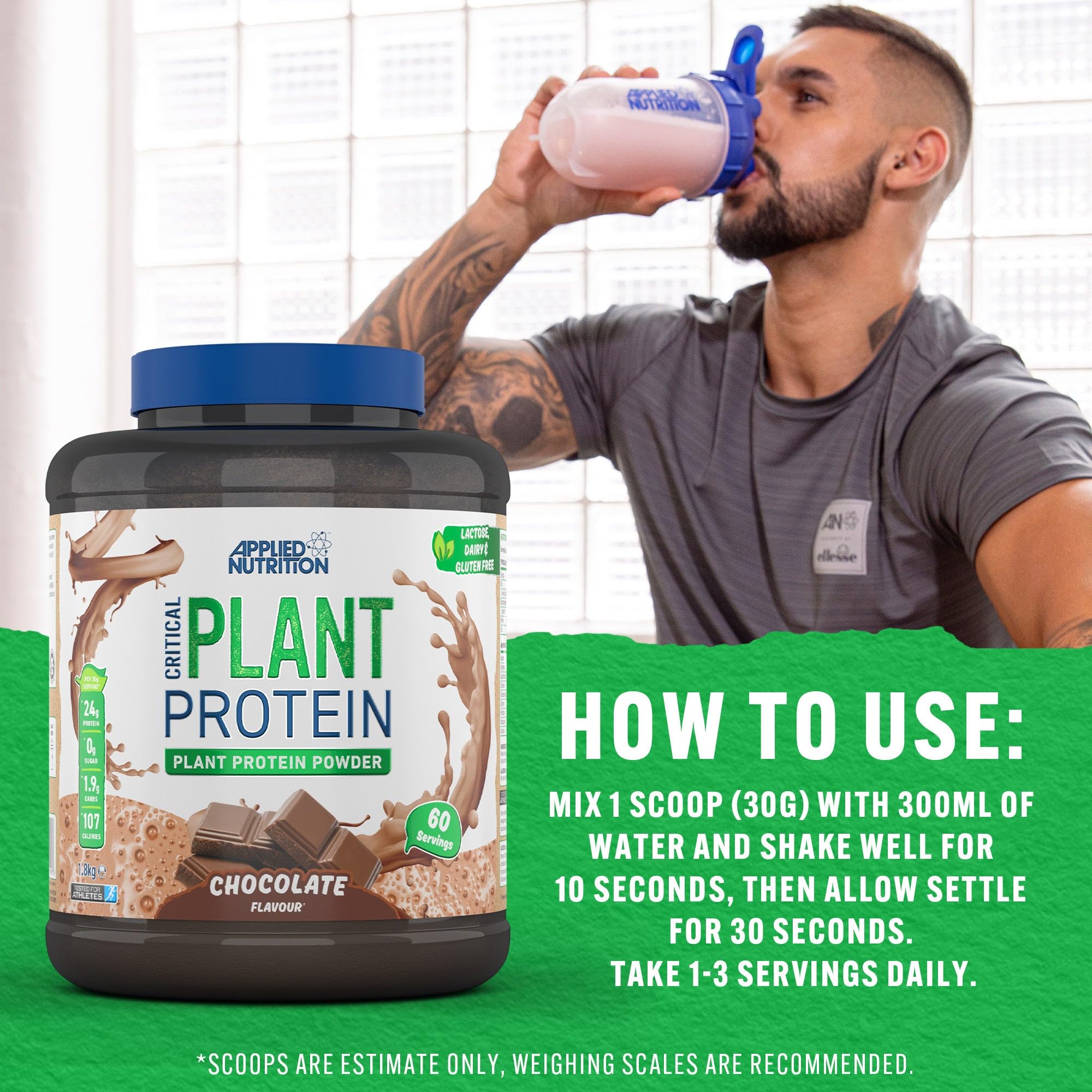 Applied Nutrition Critical Plant Protein Powder 1.8kg (4 lbs) - Vegan Plant-Based Protein Supplement for Muscle Recovery & Weight Management - Perfect for Post-Workout Shakes & Healthy Smoothies