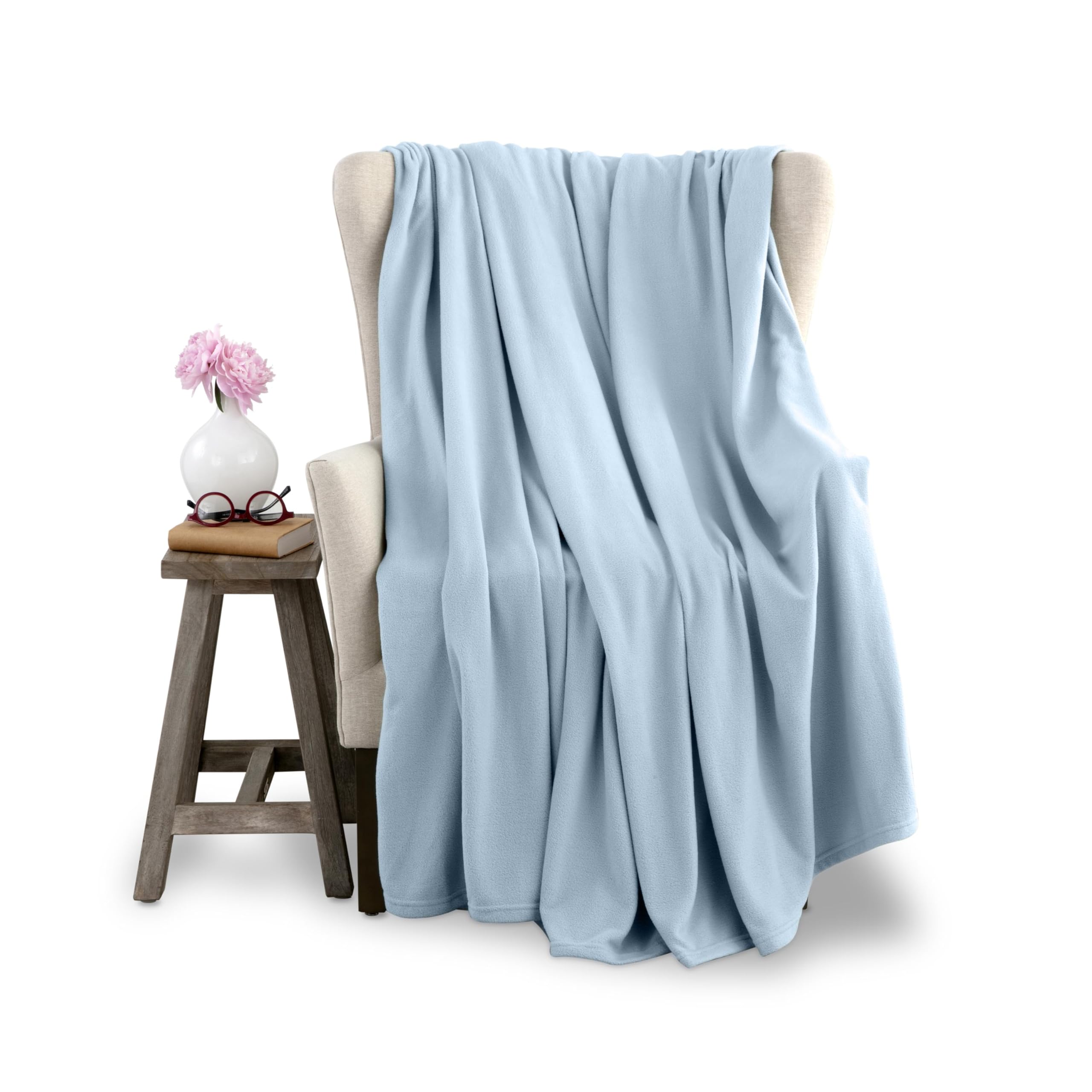 Premium Vellux King Size Microfleece Blanket - Ultra Soft All-Season Bed Blanket for Adults | Lightweight Plush Throw for Bed, Couch & Travel | Cozy Fleece Blanket for Home, Office & Camping | Pet-Friendly Blue Blanket