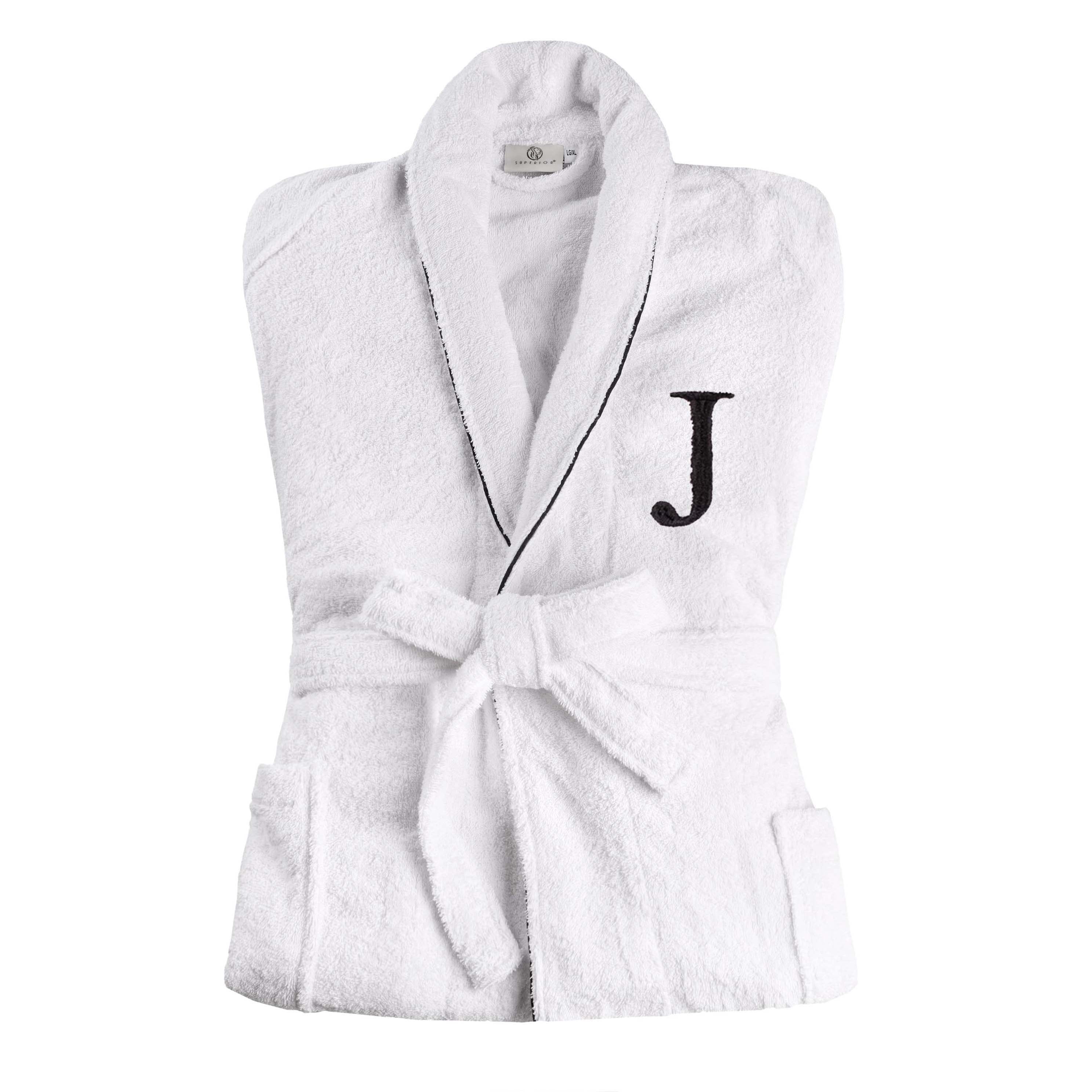 Premium Cotton Unisex Bathrobe for Adults - Soft, Fluffy & Highly Absorbent - White Embroidered Spa Robe for Relaxation, Hotels & Home Comfort