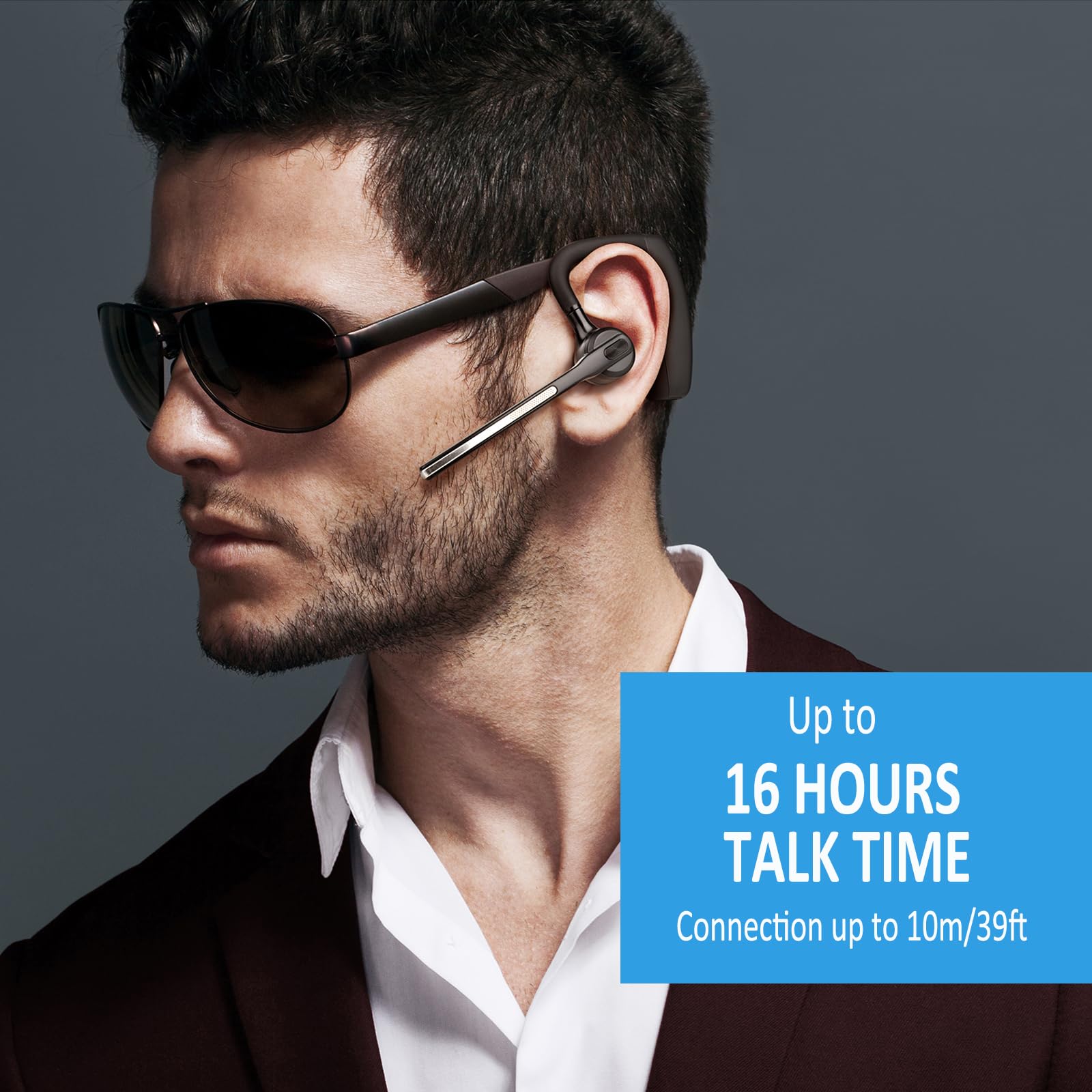 Conambo K18 Bluetooth Headset V5.1 Wireless Earpiece with Dual Mic & CVC8.0 Noise Cancellation - Hands-Free for Truckers, Office Calls, Cell Phones | Perfect for Long Work Shifts, Driving, and Business Meetings