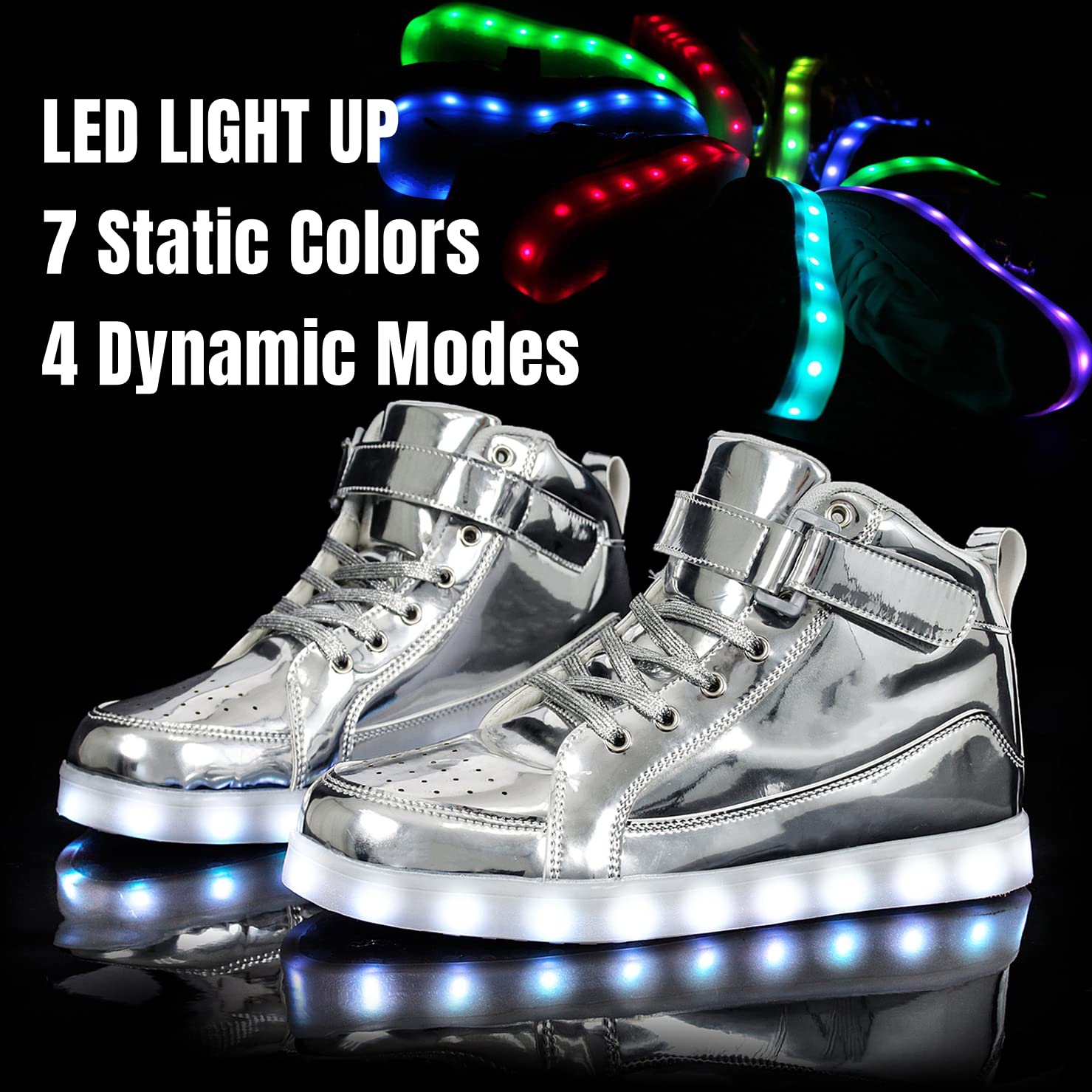 **IGxx LED Light Up Shoes for Kids - Boys Girls High Top Sneakers with Glowing LED Lights - Perfect for Night Running, Parties & Outdoor Activities**