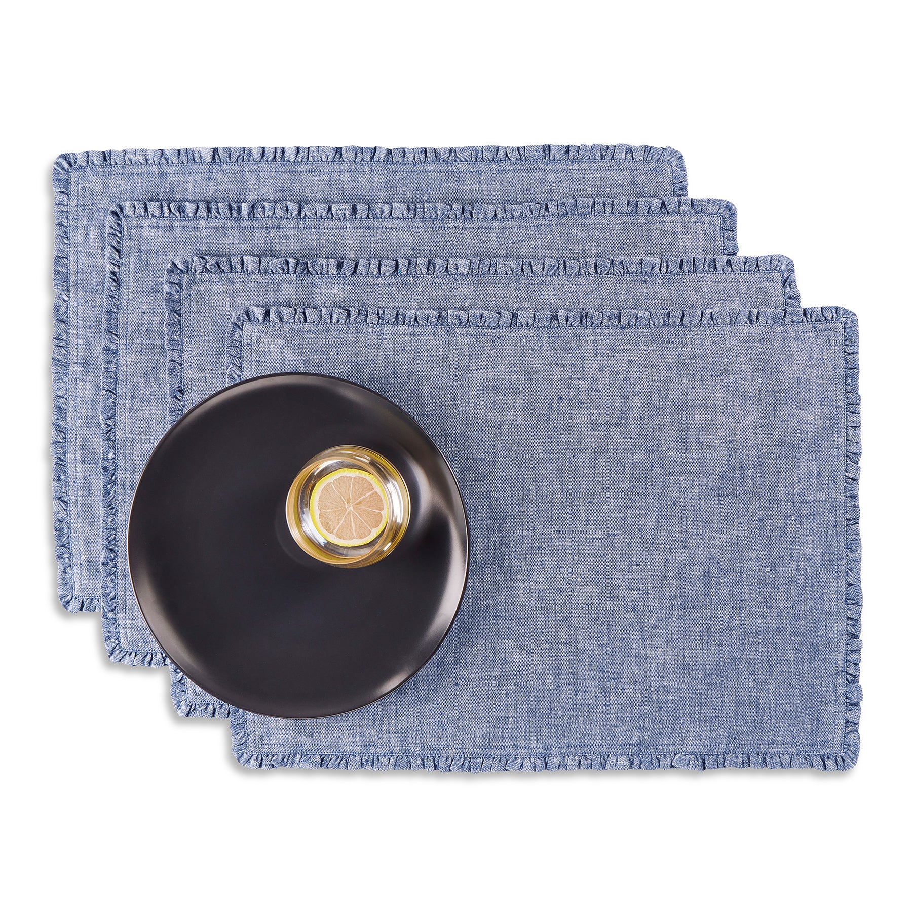 Juliette Ruffle Placemats Set of 4 - Elegant Table Decor for Dining Room, Kitchen, and Party Settings