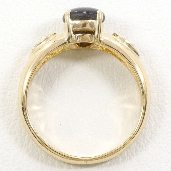 18K Yellow Gold Black Star Sapphire Diamond Ring for Women - Elegant Wedding, Engagement & Anniversary Jewelry Gift - Perfect for Special Occasions & Evening Events