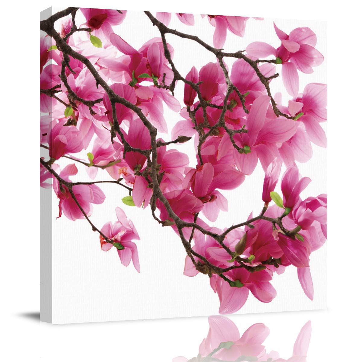 Abstract Pink Kapok Flowers Canvas Wall Art - 28x28 Inch Floral Oil Painting Print for Home & Office Decor | Perfect for Living Room, Bedroom, or Gift