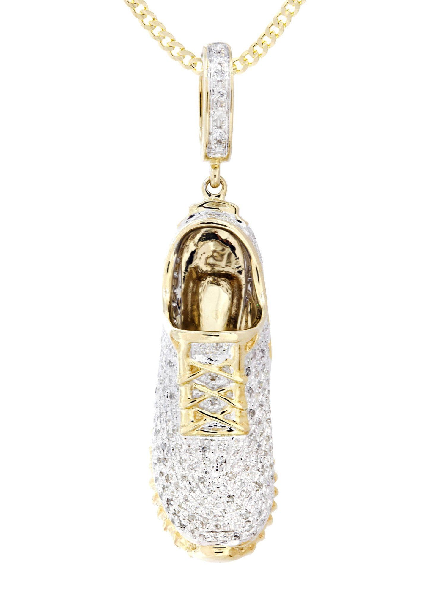 10K Yellow Gold Sneaker Diamond Necklace | 1.13 Carats | Elegant Jewelry for Women | Perfect Gift for Sneaker Lovers & Fashion Enthusiasts | Great for Parties, Anniversaries & Special Occasions