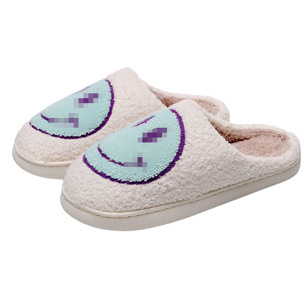 Happy Face Slippers for Women & Men - Retro Soft Plush Lightweight House Slippers, Couples Slides, Cozy Home Slippers for Indoor Comfort - Perfect Holiday Gift for Christmas, Birthday & Housewarming
