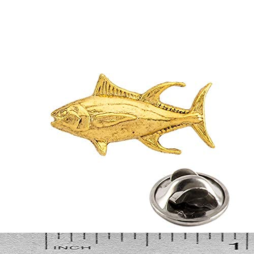 Gold Plated Yellowfin Tuna Tie Tack SG011TT - Elegant Pewter Fish Lapel Pin for Men, Perfect for Business Meetings & Formal Events
