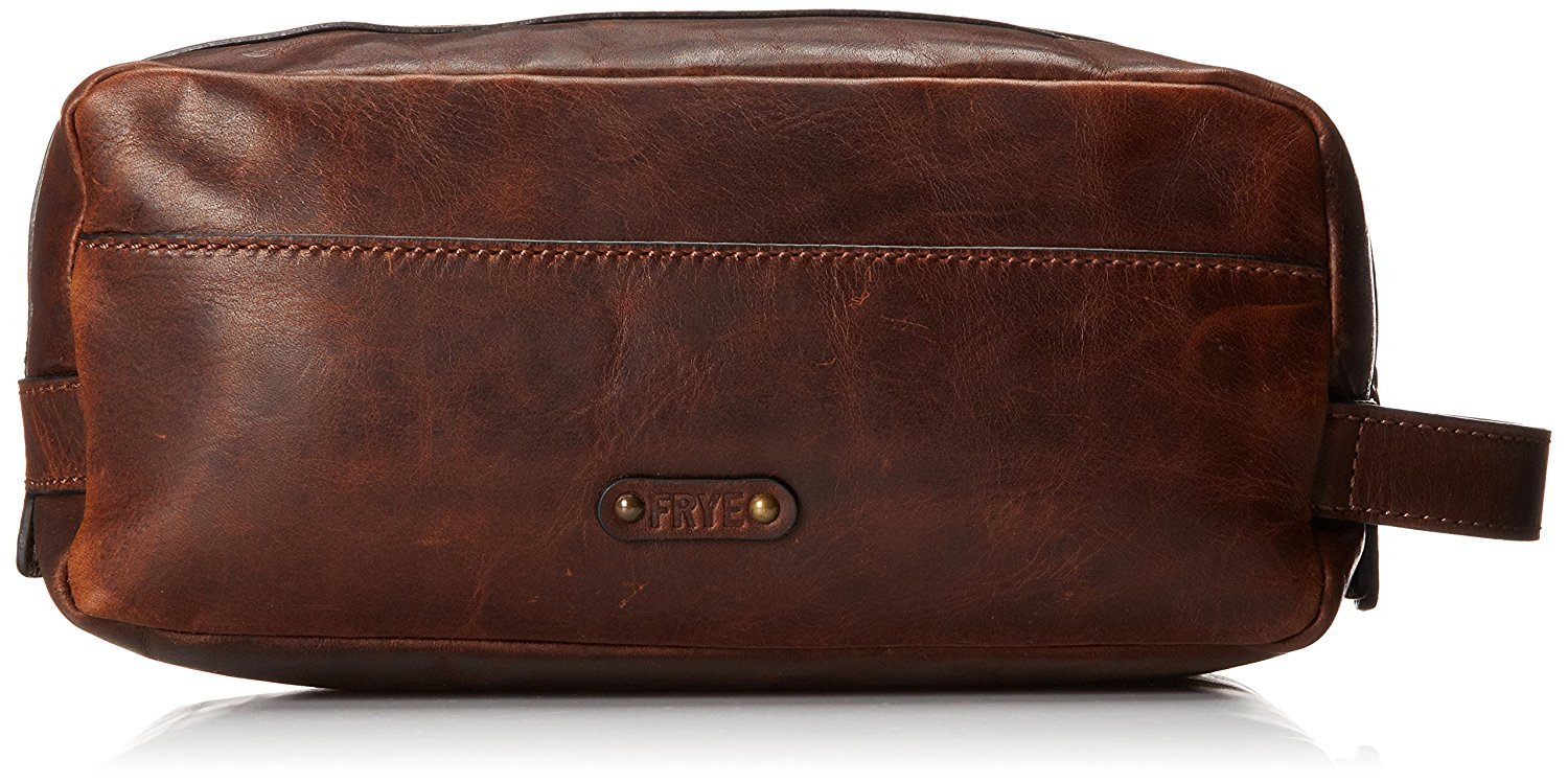 FRYE Men's Logan Large Travel Dopp Kit - Premium Leather Toiletry Bag for Men, Spacious Shaving & Grooming Organizer - Perfect for Travel, Gym, Camping & Business Trips