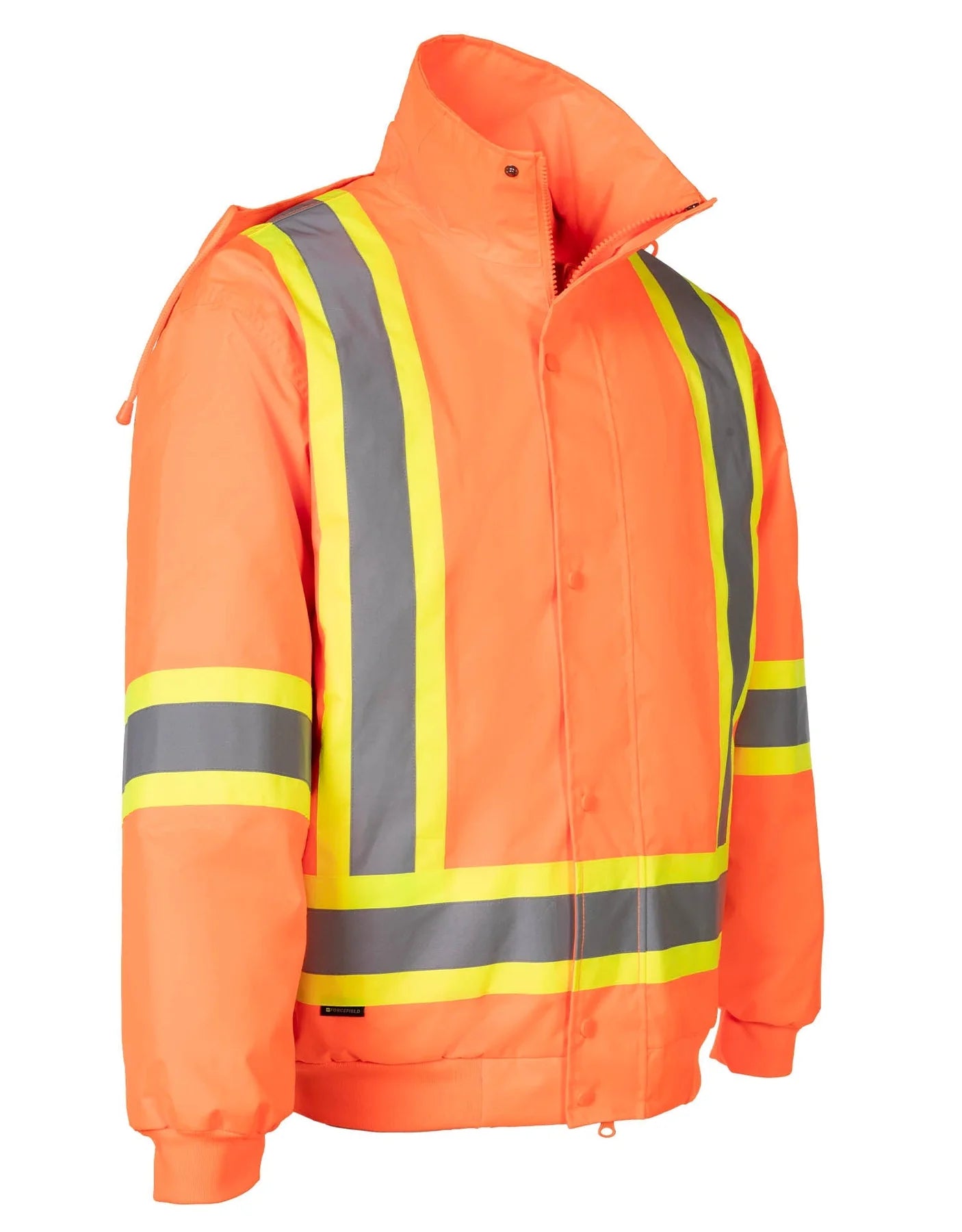 Forcefield Hi Vis 6-in-1 Removable Bomber Jacket for Men - High Visibility Safety Work Jacket with Reflective Strips - Ideal for Construction, Road Work & Night Driving